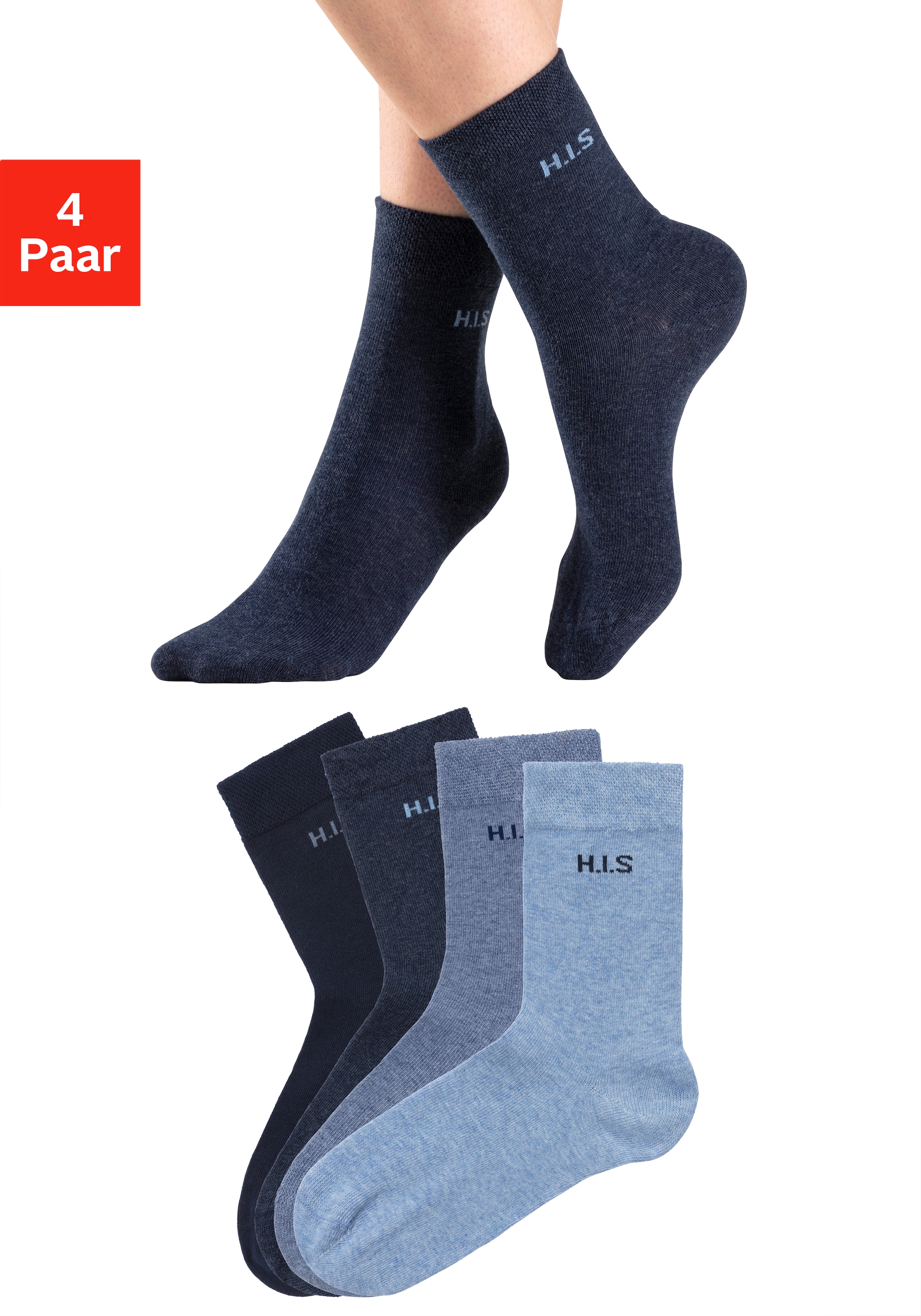 H.I.S Socken, (4 Paar), Raten ohne kaufen einschneidendes Bündchen auf