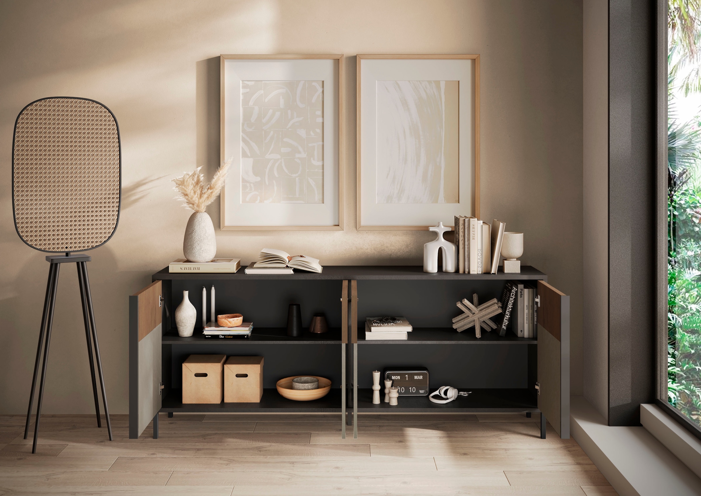 Home affaire Sideboard »Everest Breite 206 cm, Kommode mit 4 Türen« Anrichte, Soft/Self Closing, Korpus 22 mm