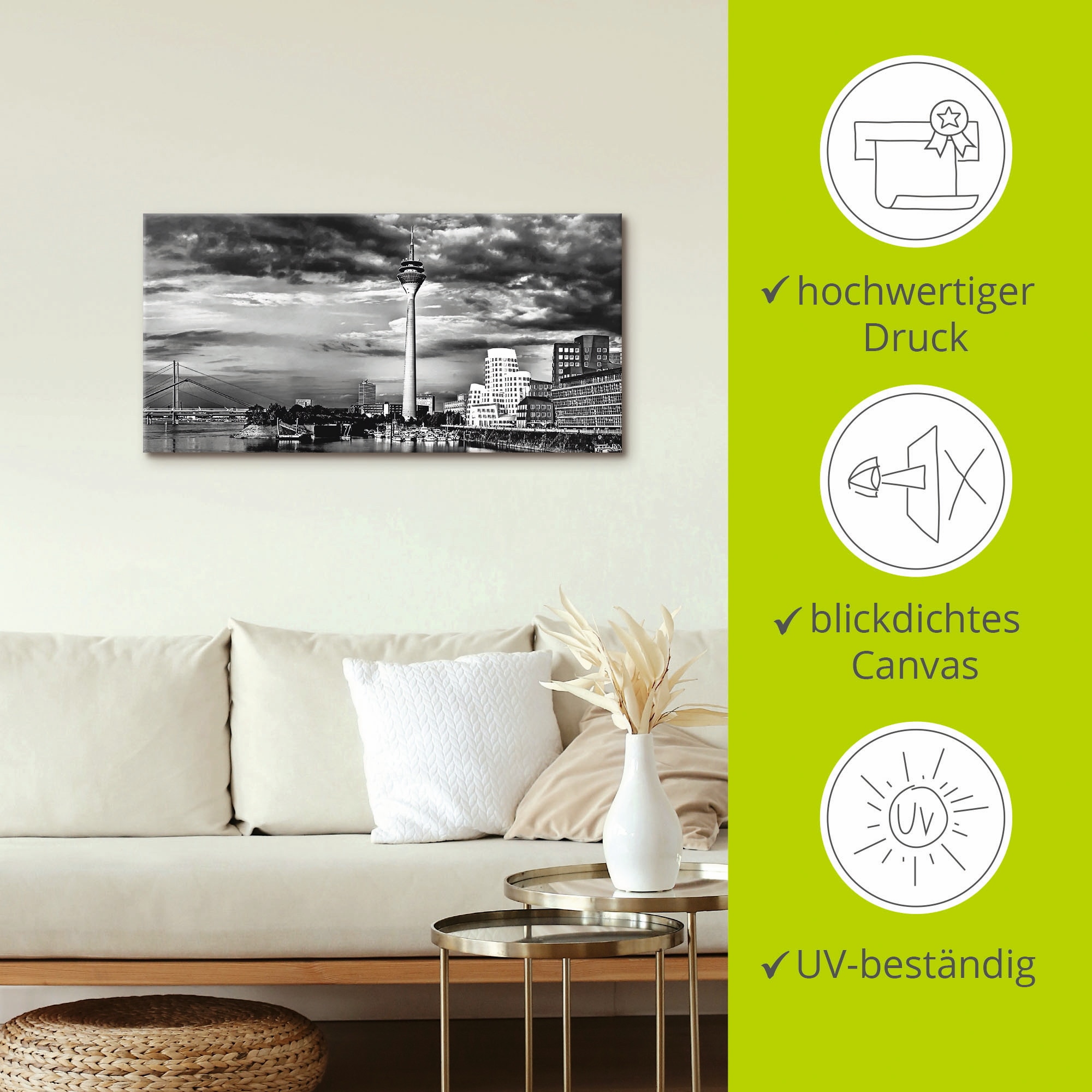 Artland Wandbild »Düsseldorf Collage Skyline 10«, Deutschland, (1 St.), als Leinwandbild, Wandaufkleber in verschied. Größen