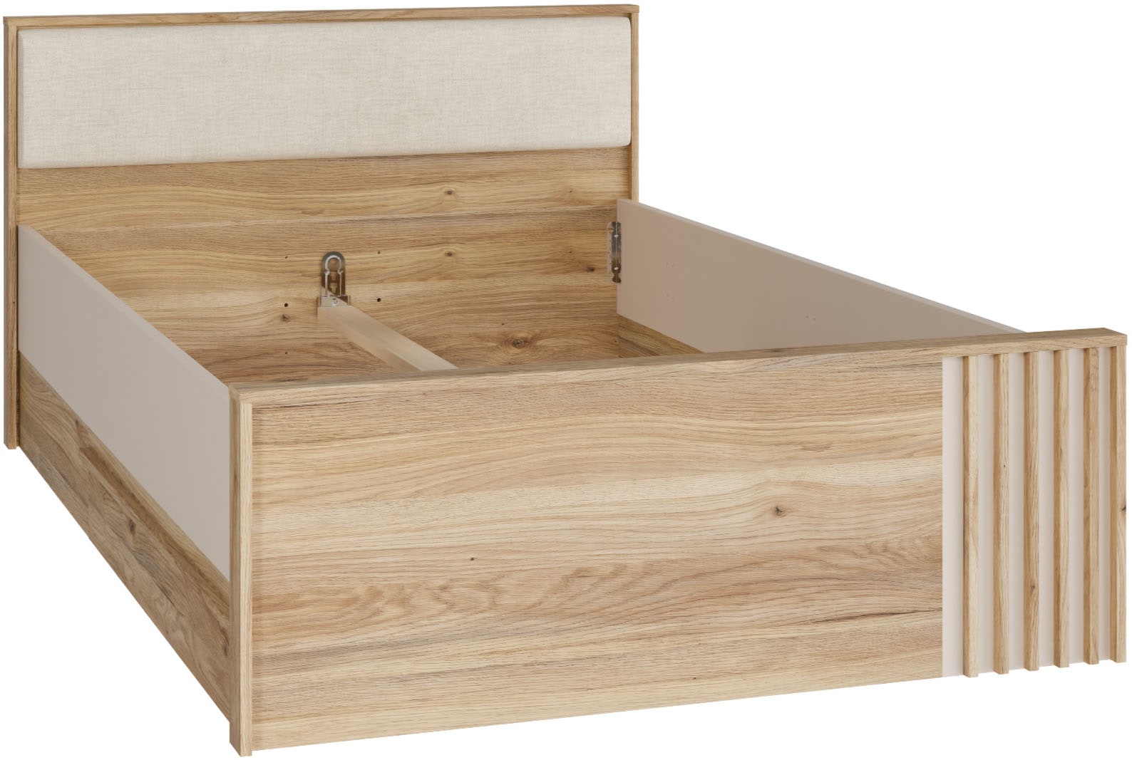 FORTE Bett »Bett mit Stauraum 2 SK, Kopfteil gepolstert« B/H/T 130/84/213 cm, in 2 Farben erhältlich