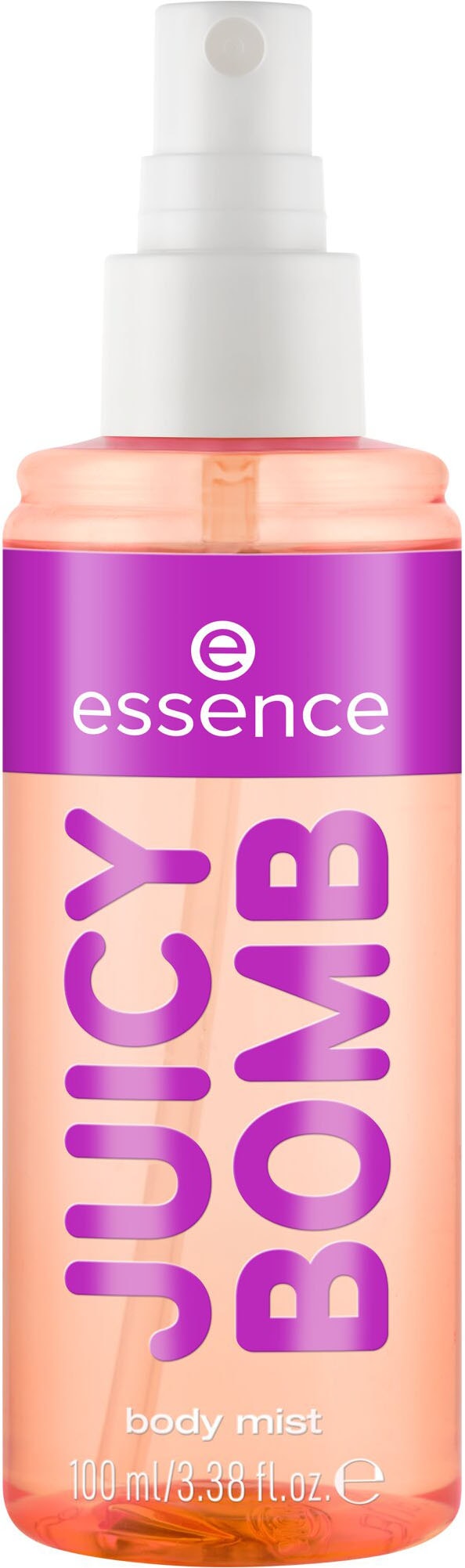 Essence Körperspray »JUICY BOMB PARTY body mist 01«, (Packung, 4 tlg.), Reisefreundliches Flakon, hält den ganzen Tag, riecht fruchtig-blumig.