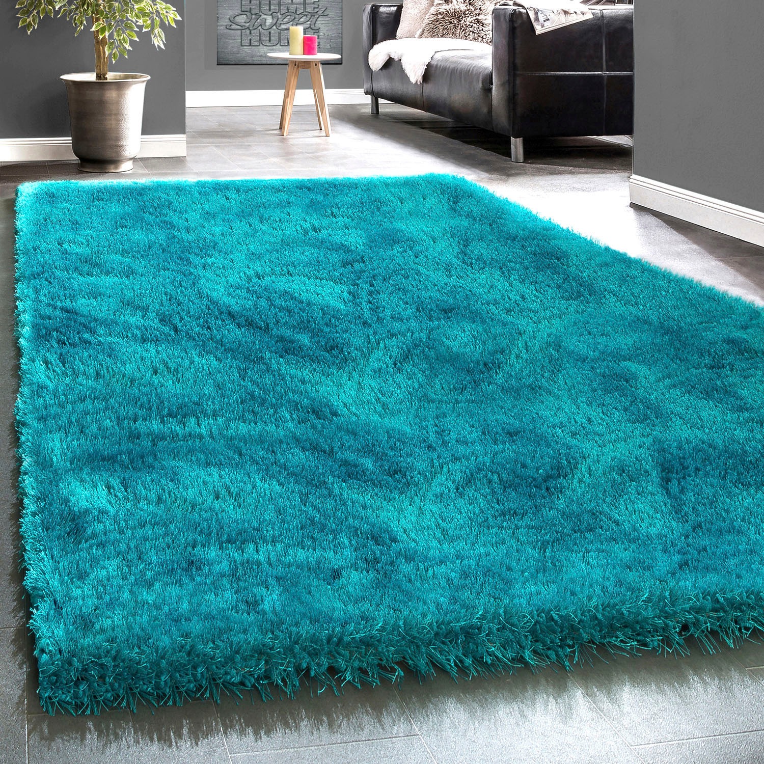 Hochflor-Teppich »Touch 100«, rechteckig, 49 mm Höhe, weicher Uni Shaggy mit Glanz...