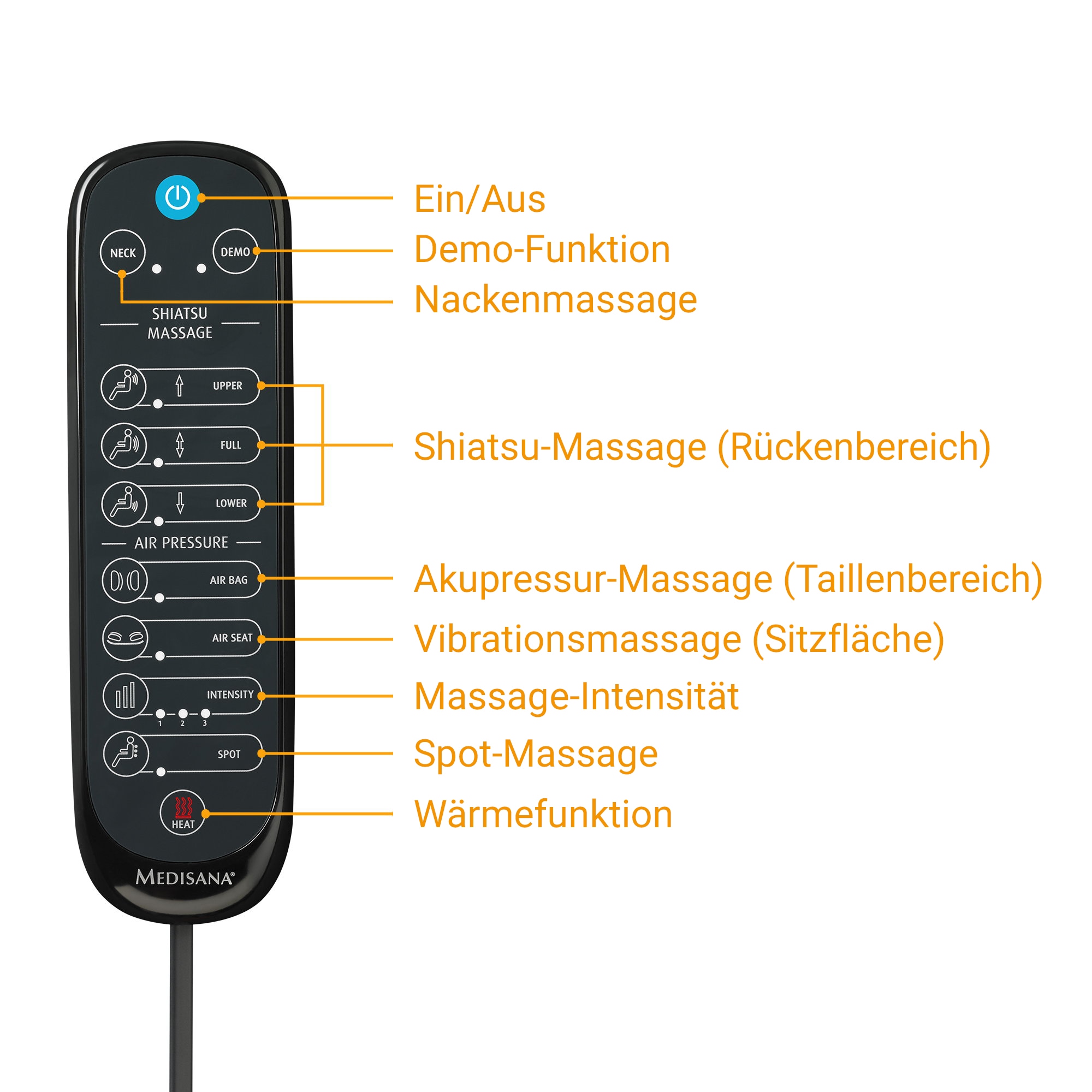 Medisana Massagesitzauflage »MCG 820«, Komfort Shiatsu-Massagesitzauflage mit Gel-Massageköpfen