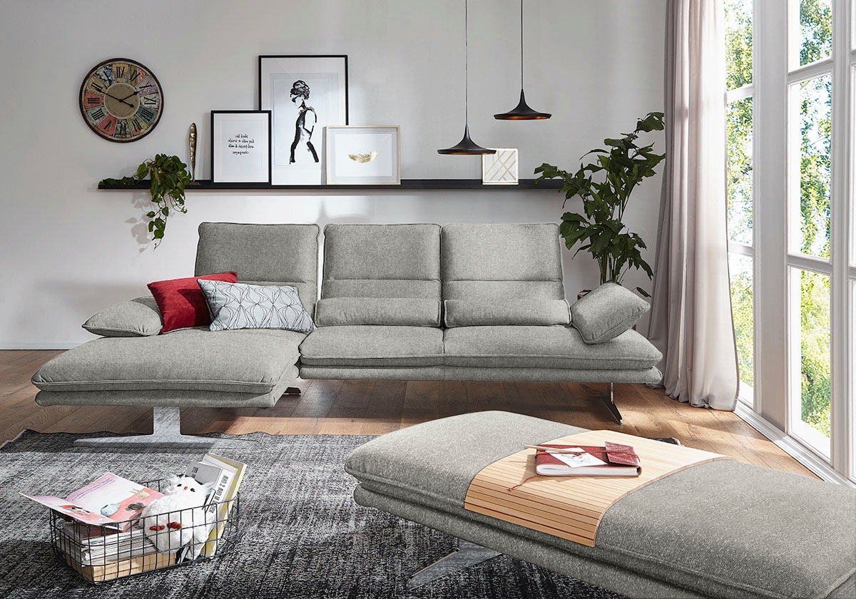 W.SCHILLIG Ecksofa »broadway, Designsofa mit tollem Sitzkomfort, L-Form« Sitztiefenverstellung, Kopfteil- & Seitenteilverstellung, Breite 291cm