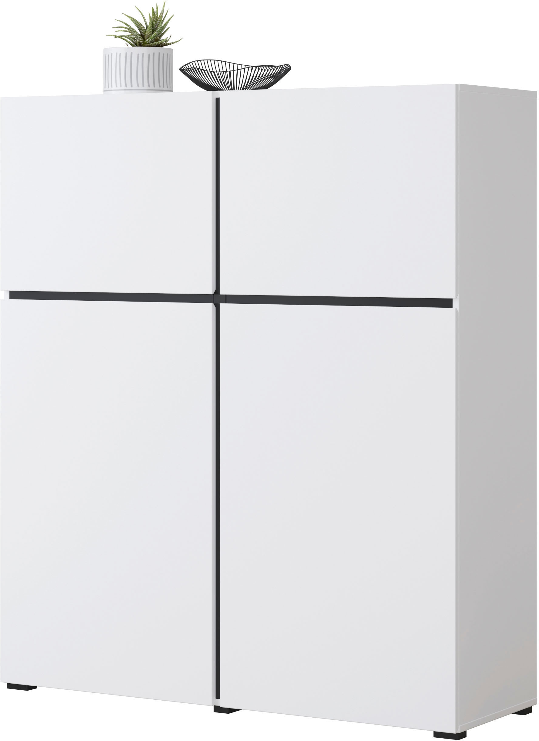 INOSIGN Highboard »Cross, moderne grifflose Hochkommode mit 4 Türen,Türkommode«, Hochschrank, Höhe 139 cm mit viel Stauraum, Einlegeböden verstellbar