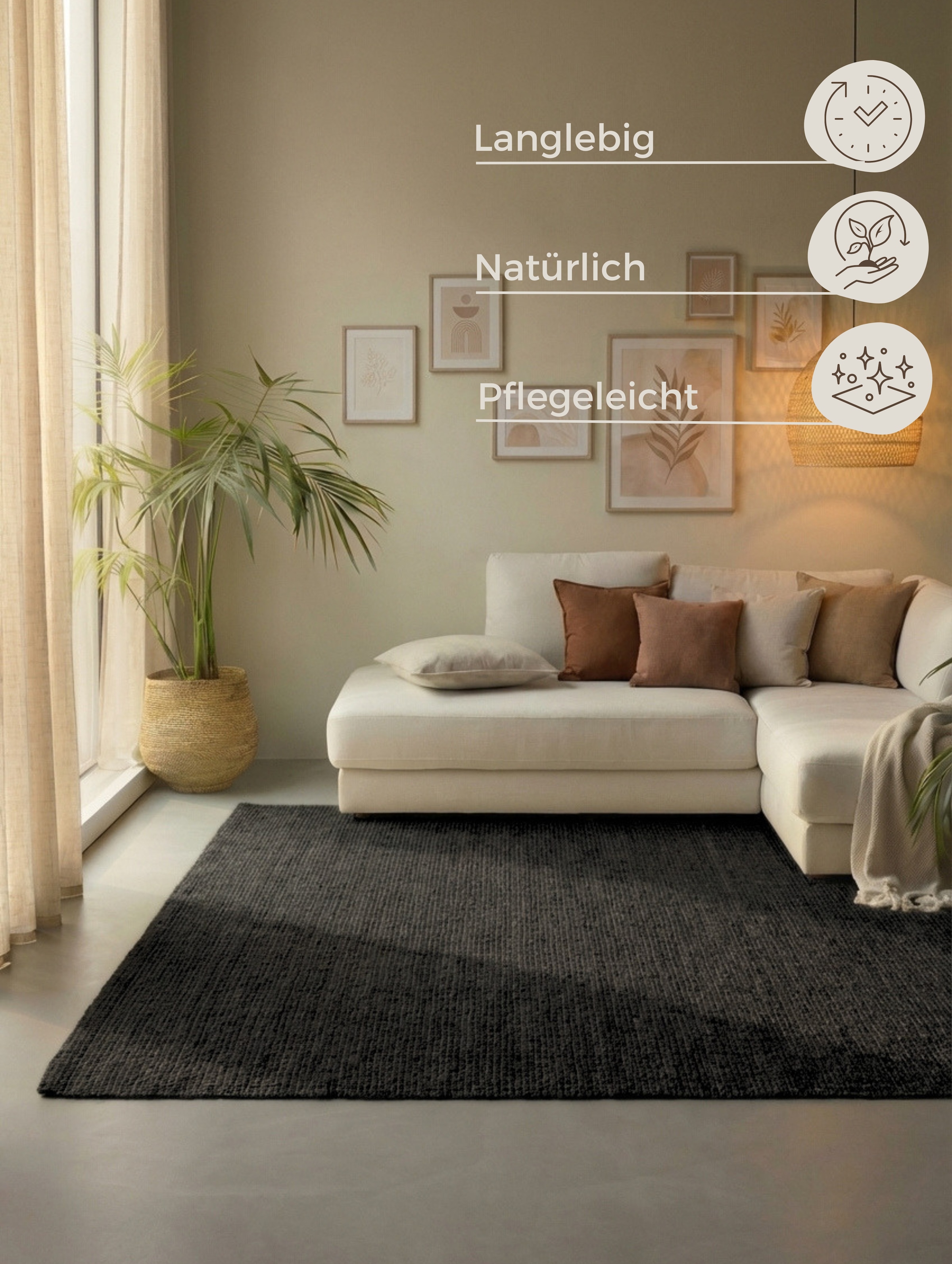 HANSE Home Teppich »Jaipur  Juteteppich,  als Läufer und in Rund« rechteckig 10 mm Höhe 100% Naturfaser, Wohnzimmer, Esszimmer, Schlafzimmer, GRS