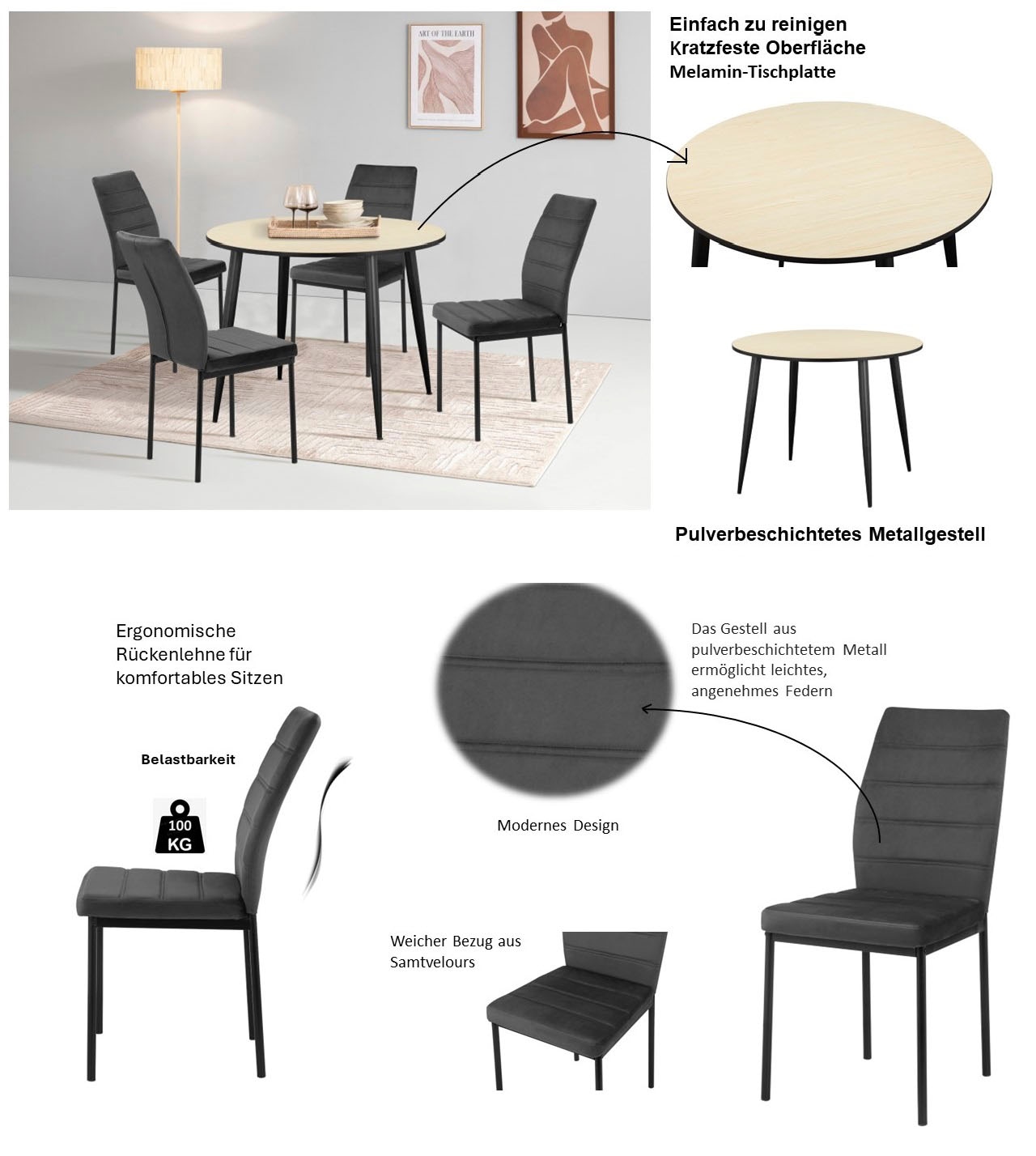 INOSIGN Essgruppe »HILLCRESTEG«, (Esszimmer, Essgruppe, Sitzgruppe TOPSELLER!)