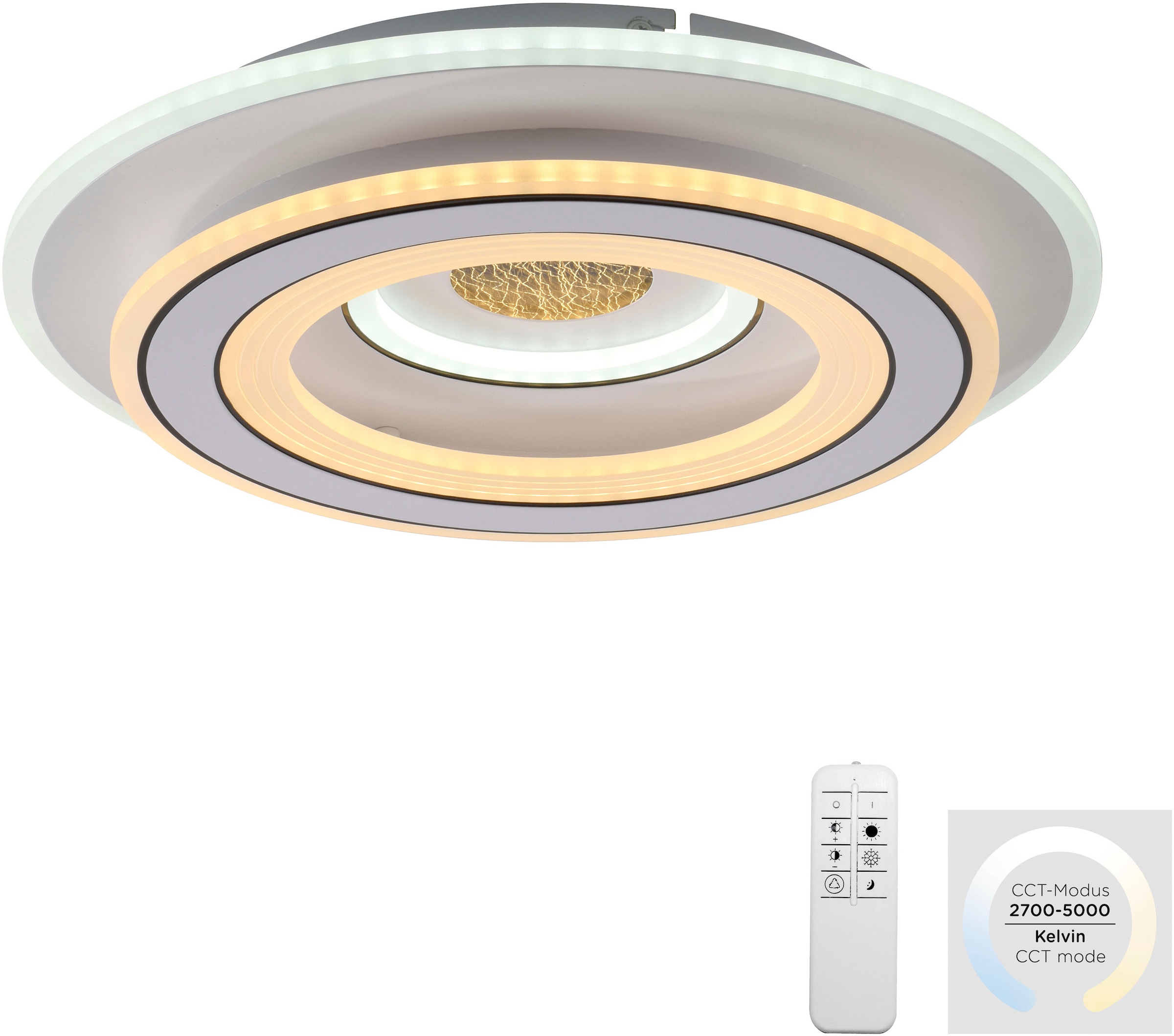 JUST LIGHT Deckenleuchte »TOLAGO« LED-Board 1 Stk. Warmweiß LED, Fernbedienung, Infrarot inkl.
