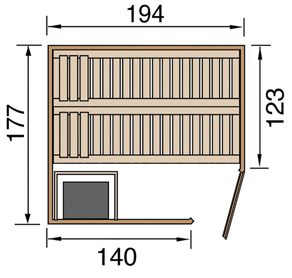 weka Sauna »Varberg«, 7,5 kW-Ofen mit digitaler Steuerung