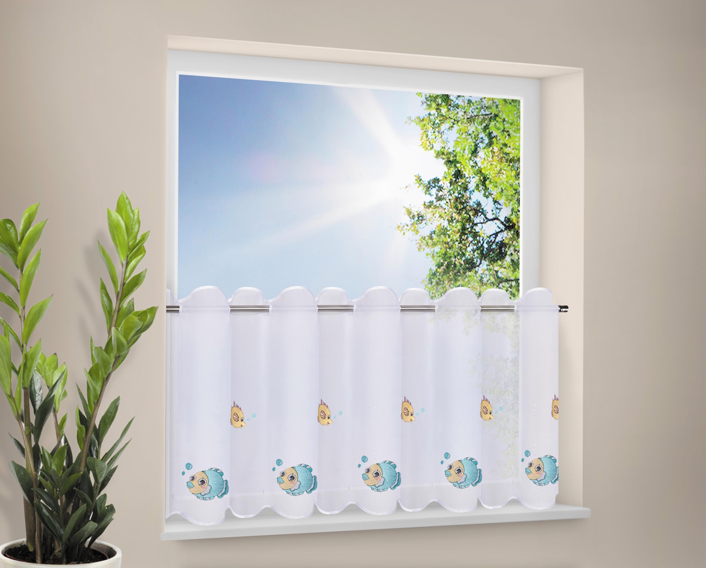 Gerster Scheibengardine »FISCHINA« Durchzuglöcher 1 Stk. tlg. HxB: 50x145