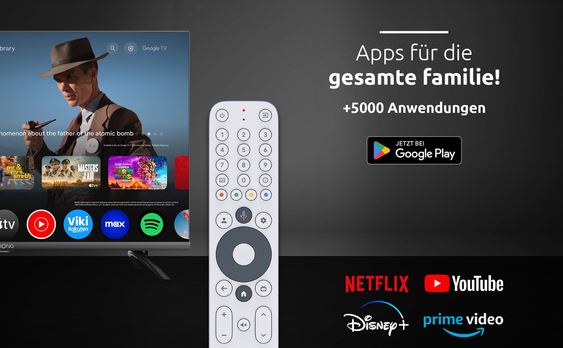 Strong Streaming-Stick »LEAP-NEVE 4K UHD-Streaming-Dongle Google TV«, Video-Streaming: Netflix, Youtube, Amazon Prime Video, Disney+