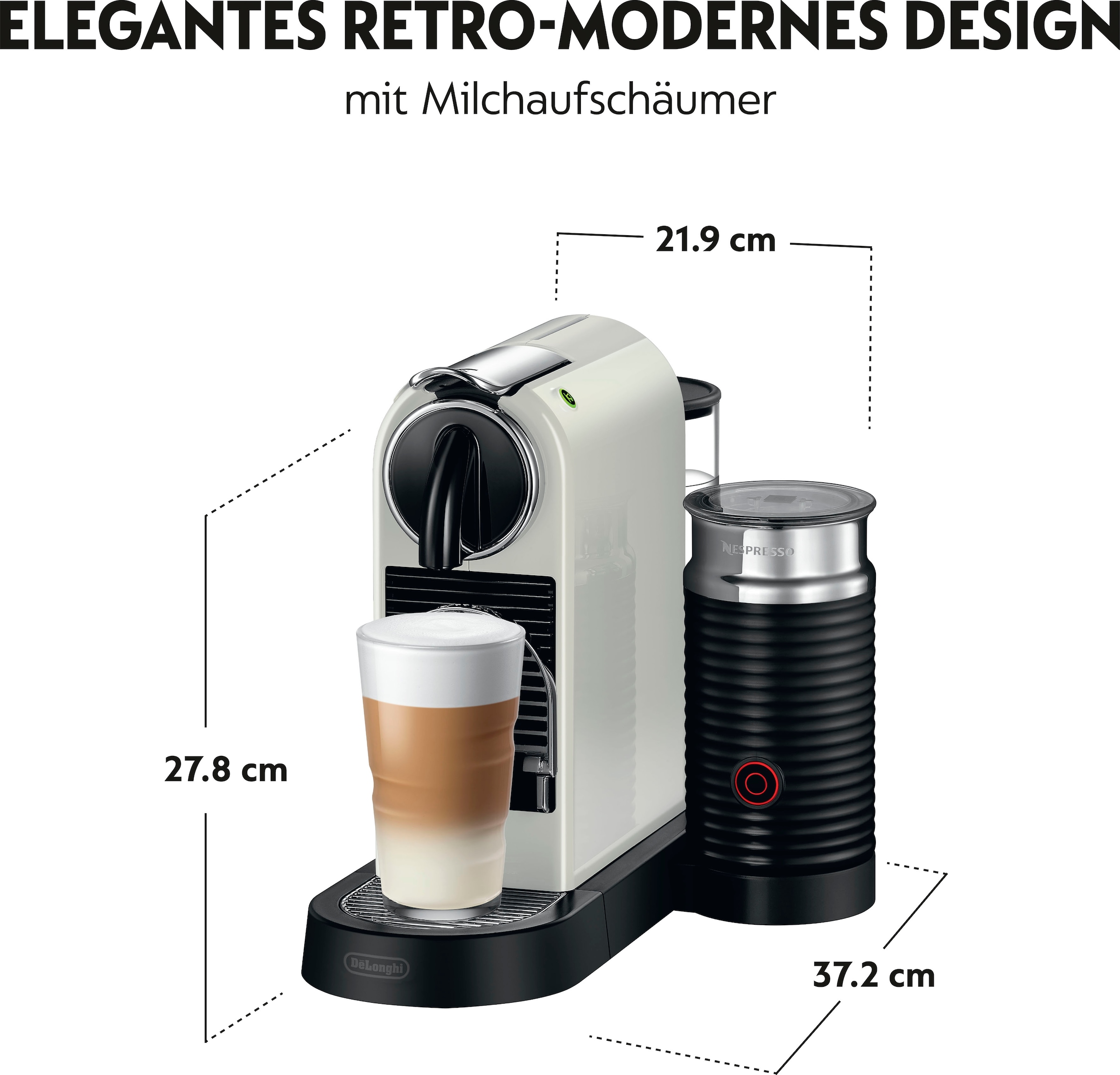 Nespresso Kapselmaschine »CITIZ EN 267.WAE von DeLonghi, White«, inkl.  Aeroccino Milchaufschäumer, Willkommenspaket mit 7 Kapseln mit 3 Jahren XXL  Garantie