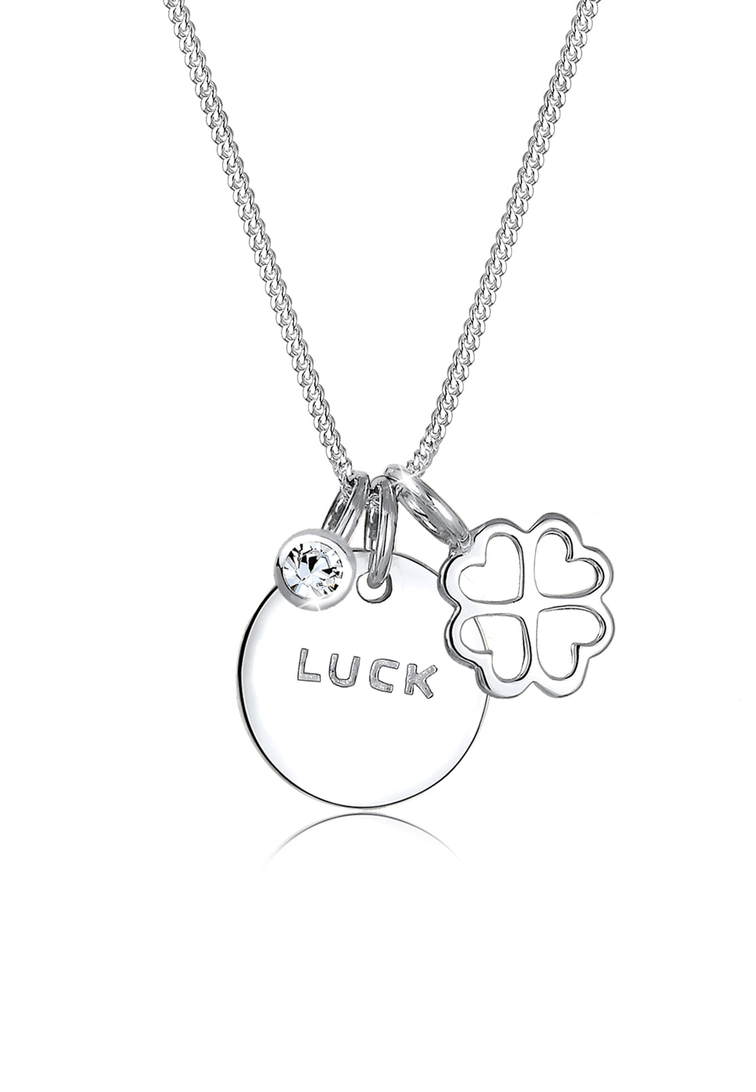 Elli Silberkette »Halskette Kleeblatt Weiß 925 Sterling Silber vergoldet, mit Kristallen von Swarovski®«