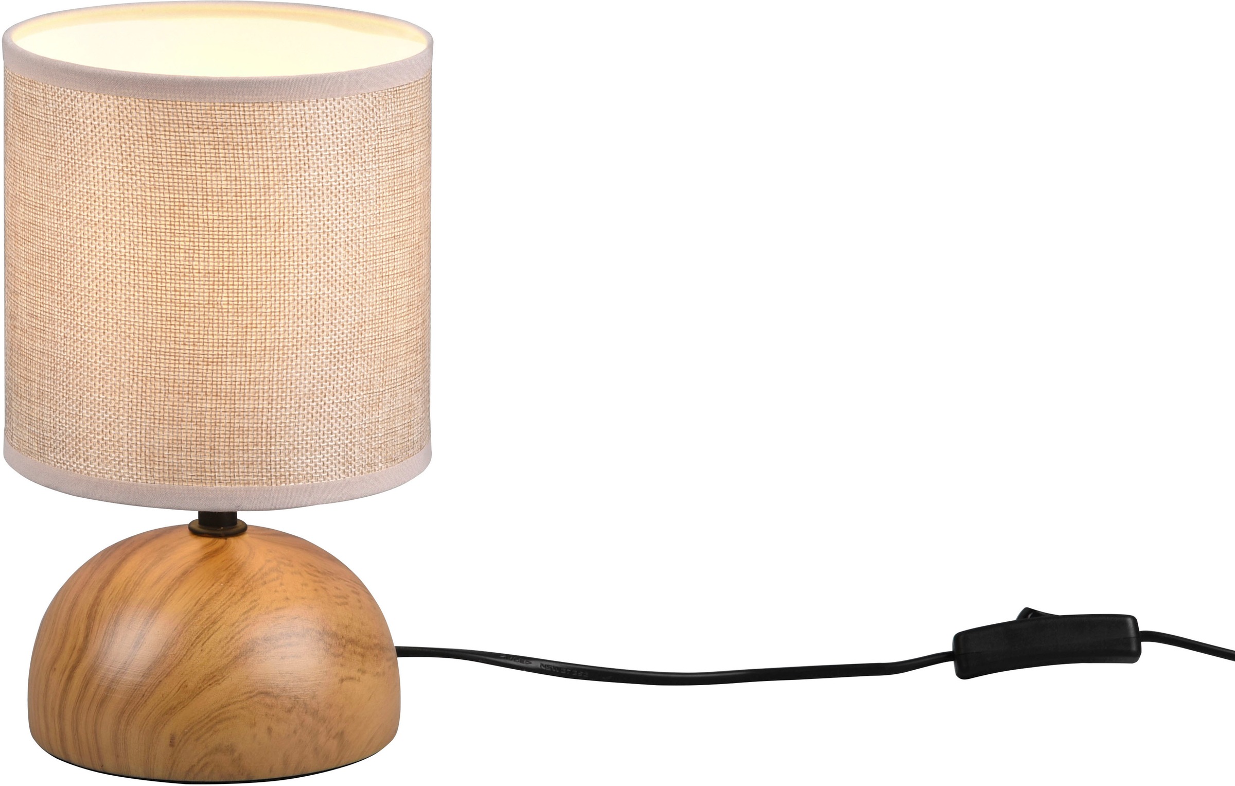 TRIO Leuchten Tischlampe »Luci«, Keramik Tischleuchte in Holzoptik, mit Stoffschirm, für Leuchtmittel 1 x E14
