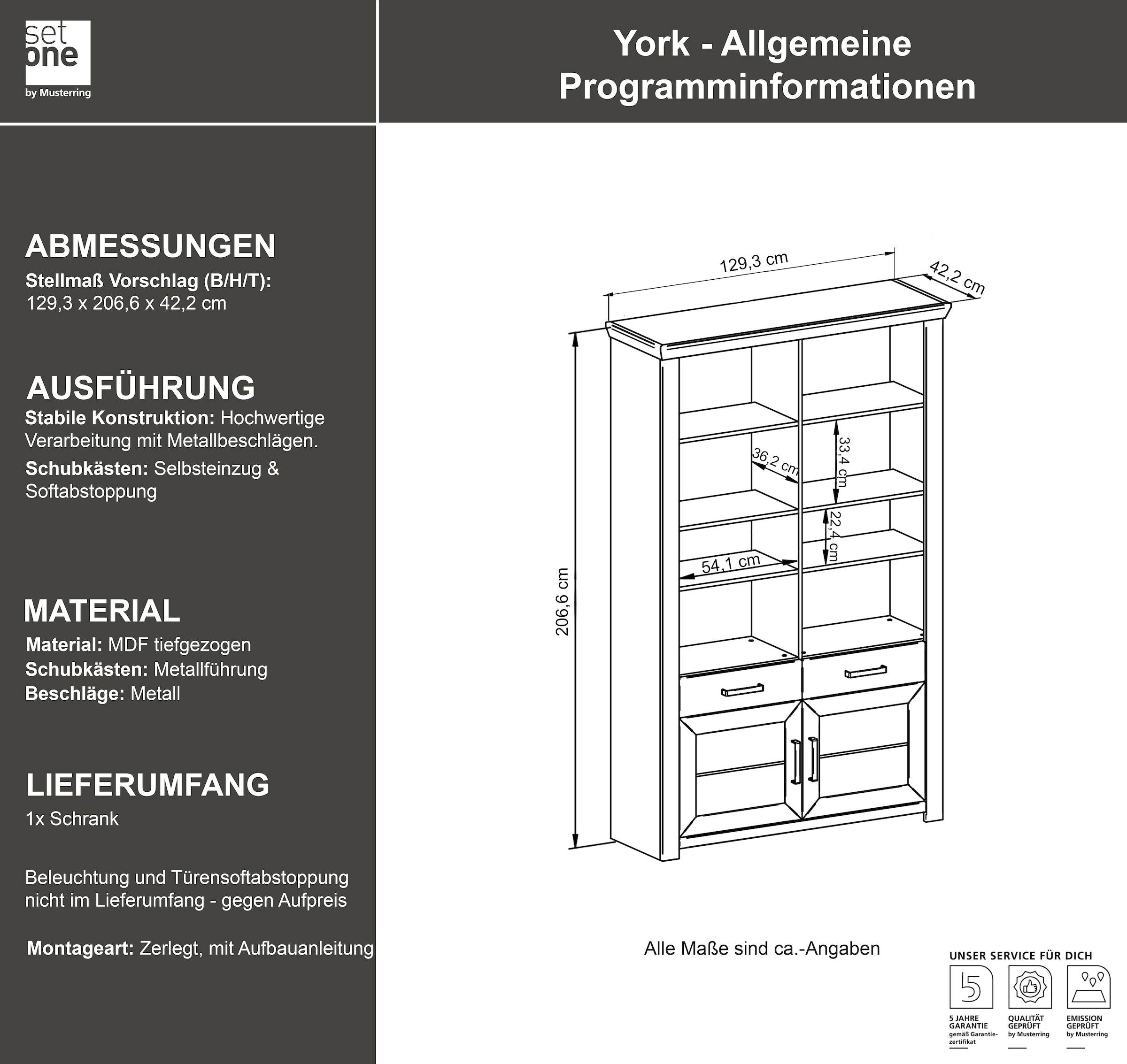 set one by Musterring Aktenregal »York« offenes Design, wahlweise mit Beleuchtung, 3 Farben, Breite 129 cm