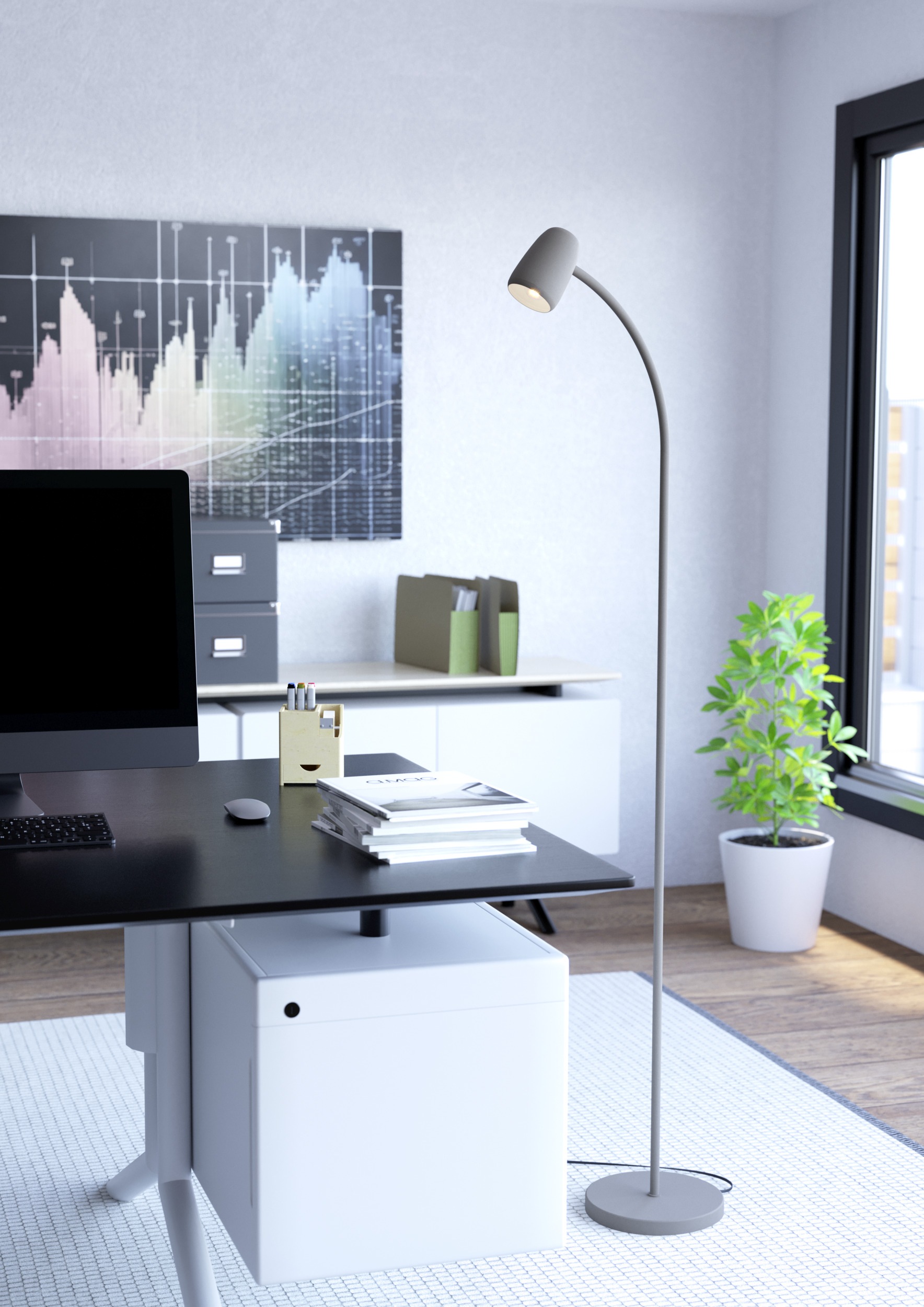 EGLO Stehlampe »CARLO Stehlampe - Stahl - E14 - 1X18W - IP20« E14 1 Stk. Standlampe, 170 cm, Flexarm, schwenkbar, Leselampe, Wohnzimmerlampe