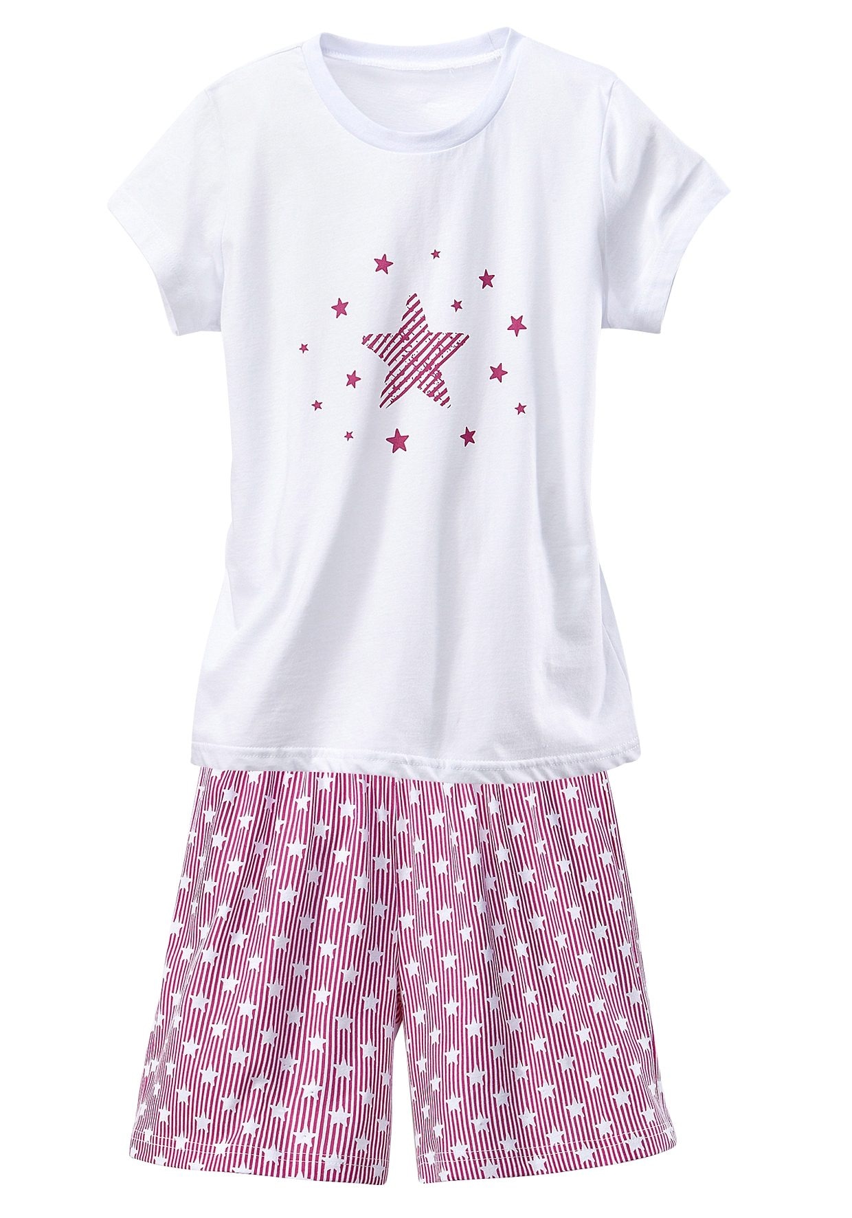 petite fleur Shorty, (Set, 4 tlg., 2 Stück), modischer Sternendruck auf den  Shirts und Hosen bei ♕