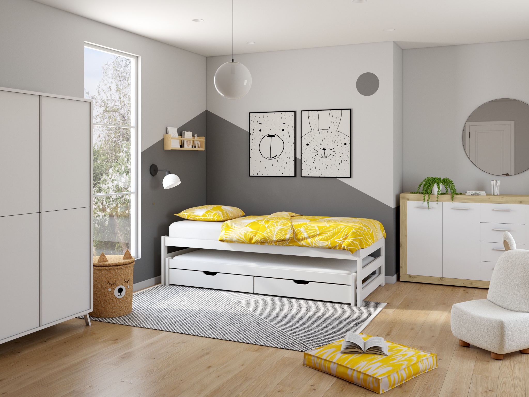 Lüttenhütt Funktionsbett »"TORGNY " mit 2 Schubladen« mit zwei Schlafplätzen