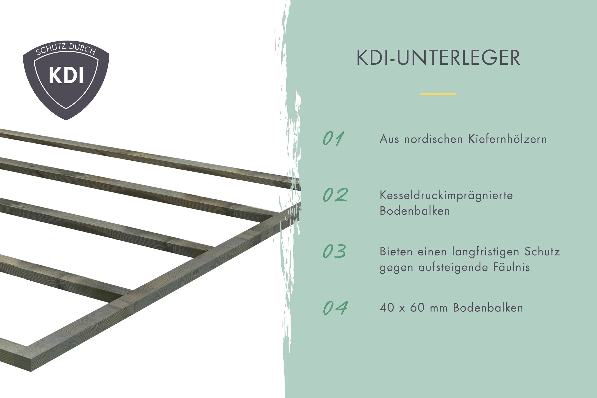 Karibu Gartenhaus-Fußboden »SET naturbelassen« aus hochwertigem Massivholz, mit kesseldruckimprägnierten Bodenbalken