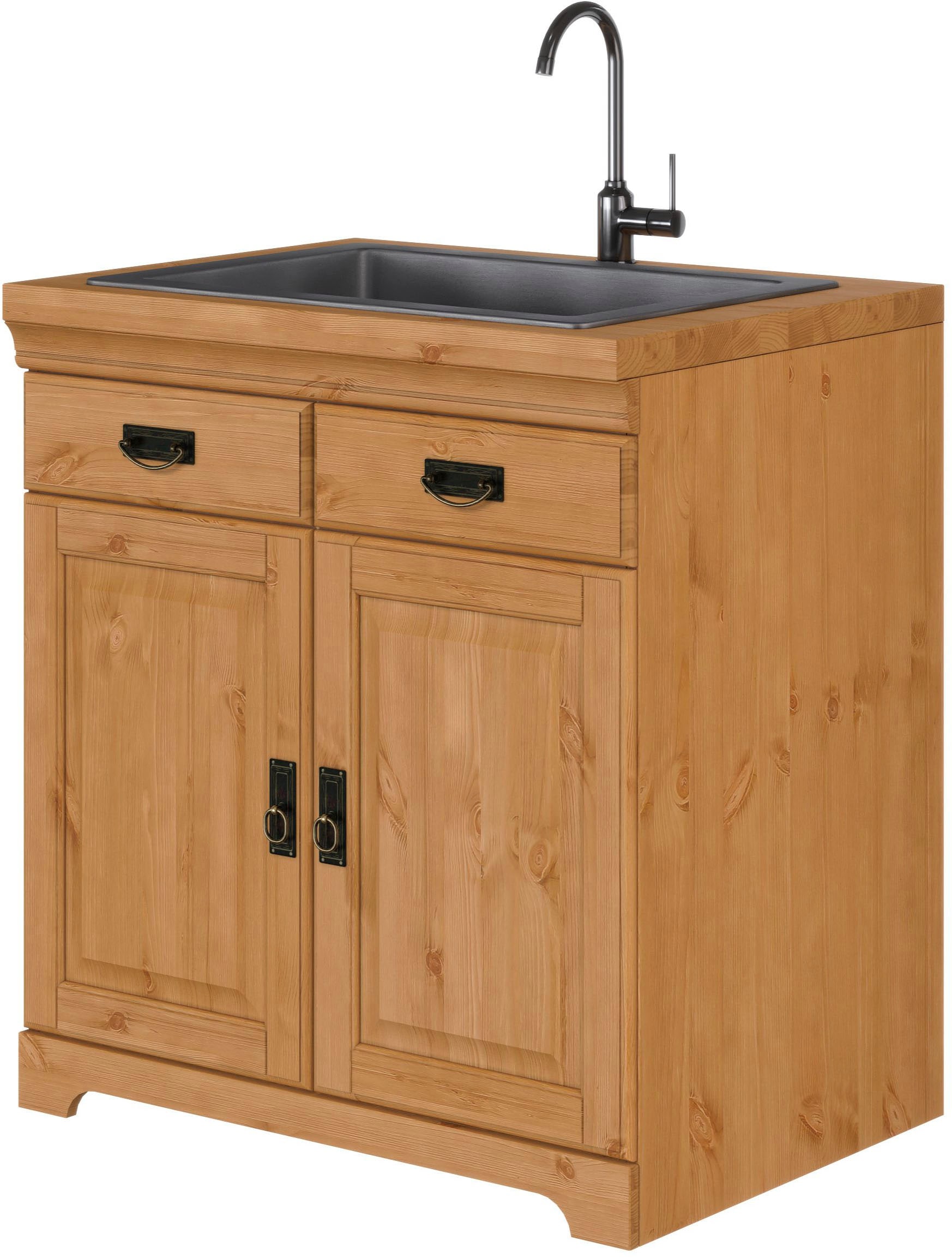 Home affaire Spülenschrank »Rügen« Breite 80 cm, Kiefer massiv, mit 2 Türen