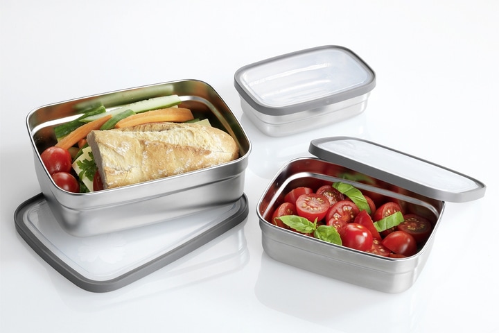 Maximex Lunchbox »Edelstahl«, (Set, 3 tlg.), Brotdosen in 3 Größen, luftdichte Deckel, spülmaschinengeeignet