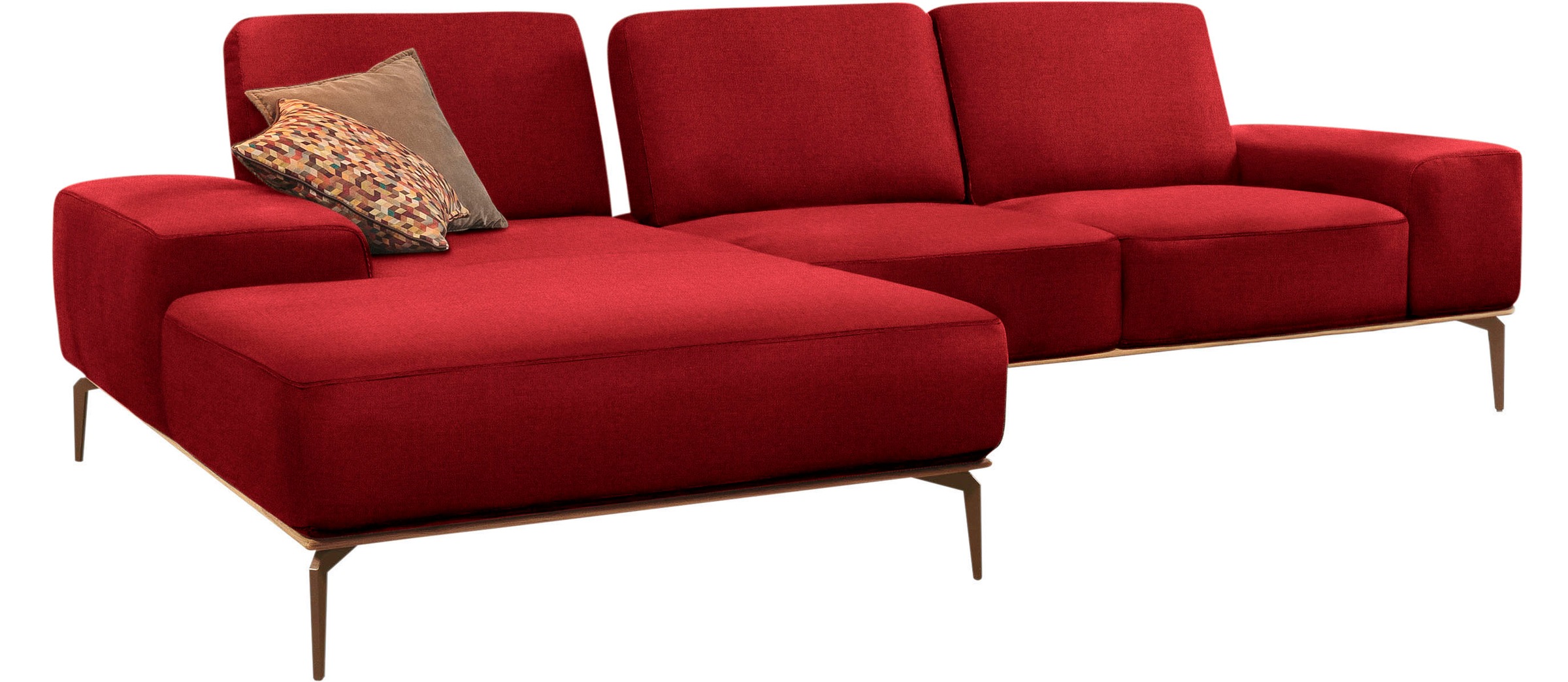 W.SCHILLIG Ecksofa »run, Designsofa mit tollem Sitzkomfort, L-Form«, mit Holzsockel, Füße in Bronze pulverbeschichtet, Breite 299 cm