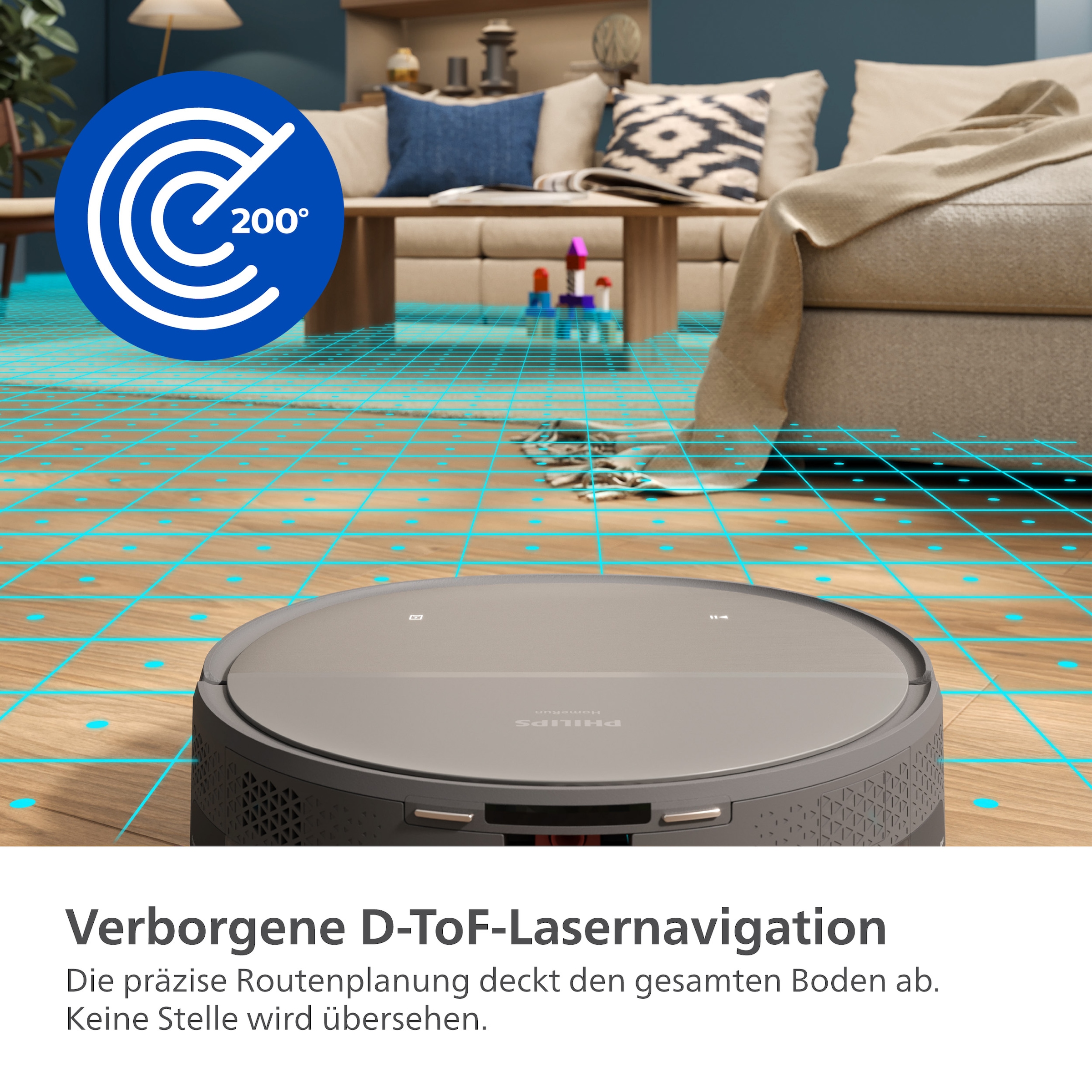 Philips Nass-Trocken-Saugroboter »XU9100/10, 280 Min. Akkulaufzeit, mit PowerCyclone Aqua Technologie«, D-ToF-Sensoren, Wischtuch-Hebesystem, inkl. Entleerungsstation