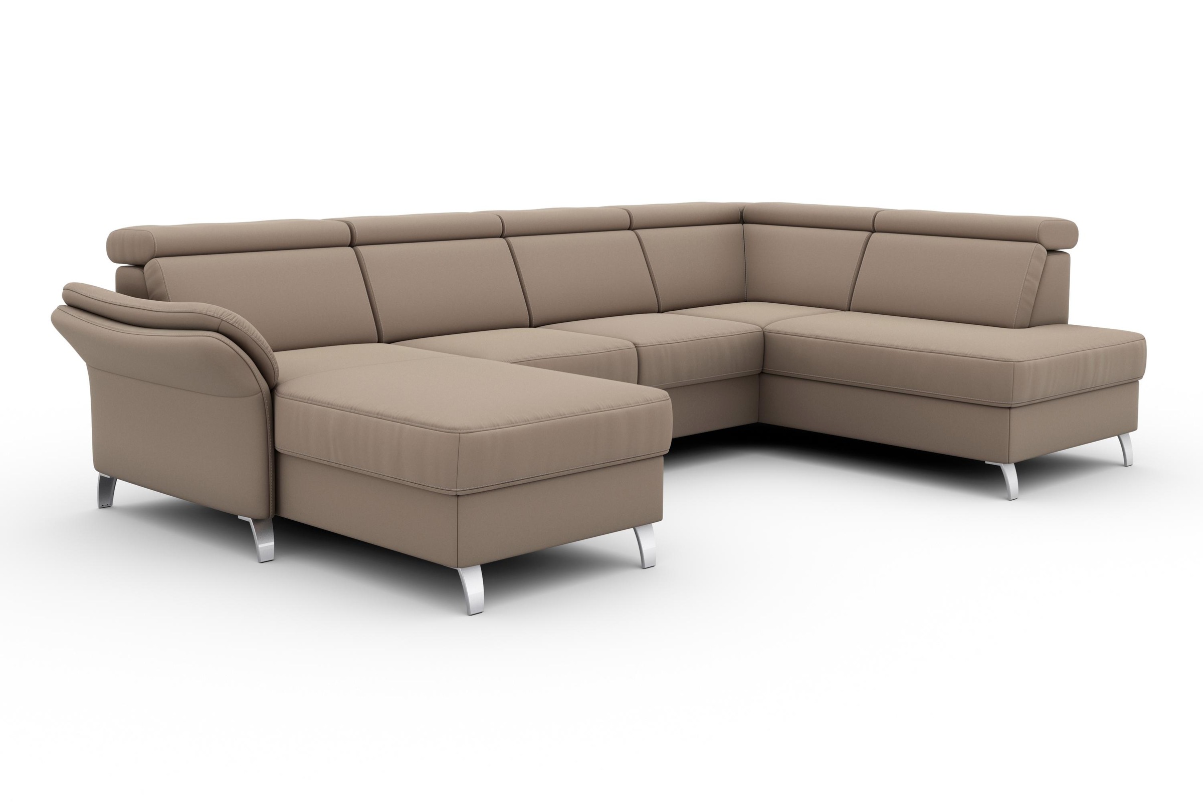 sit&more Wohnlandschaft »Vincenzo U-Form«, inklusive Kopfteilverstellung, wahlweise mit Bettfunktion, Bettkasten
