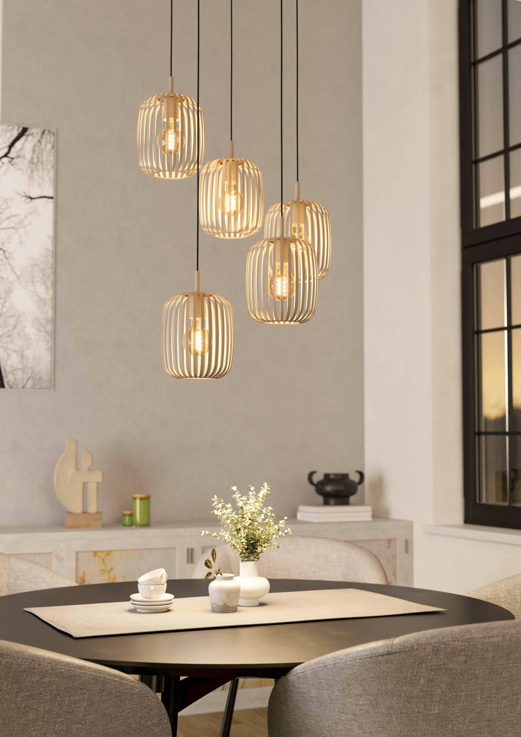 EGLO Pendelleuchte »Hängeleuchte ROMAZZINA, exkl. E27, Stahl in sandfarben, Pendellampe« E27 Esszimmerlampe, 200x50cm, 1-flammig, modern, minimalistisch, Rondell