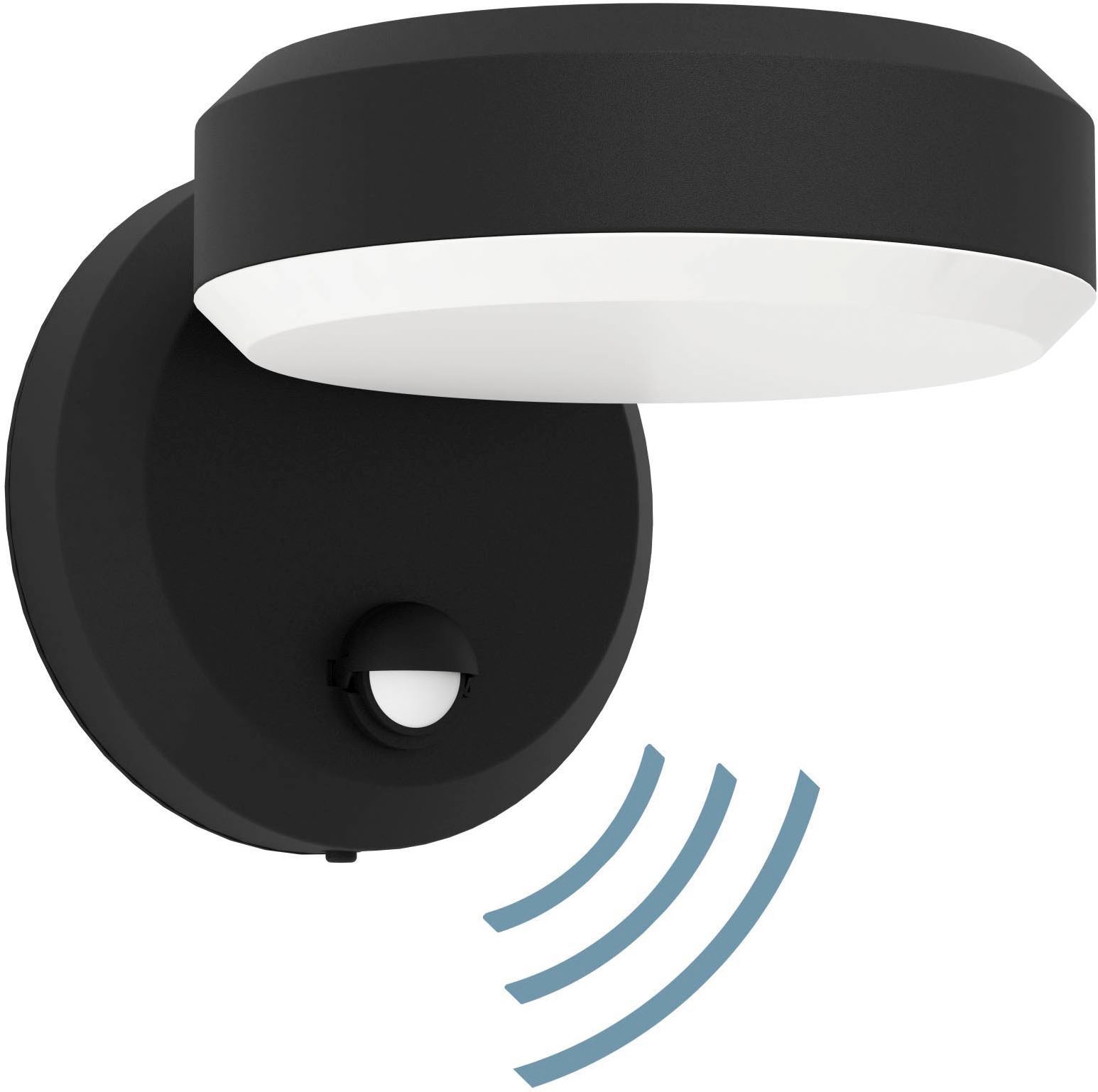 EGLO Wandleuchte »Fornaci Wandlampe, Außenleuchte Hauswand, Metall und Kunststoff, IP44« LED-Modul 1 Stk. Warmweiß Wand-/Deckenleuchte - L16 x H13,5 x AL19 cm - schwarz - 3X3,6W inkl.