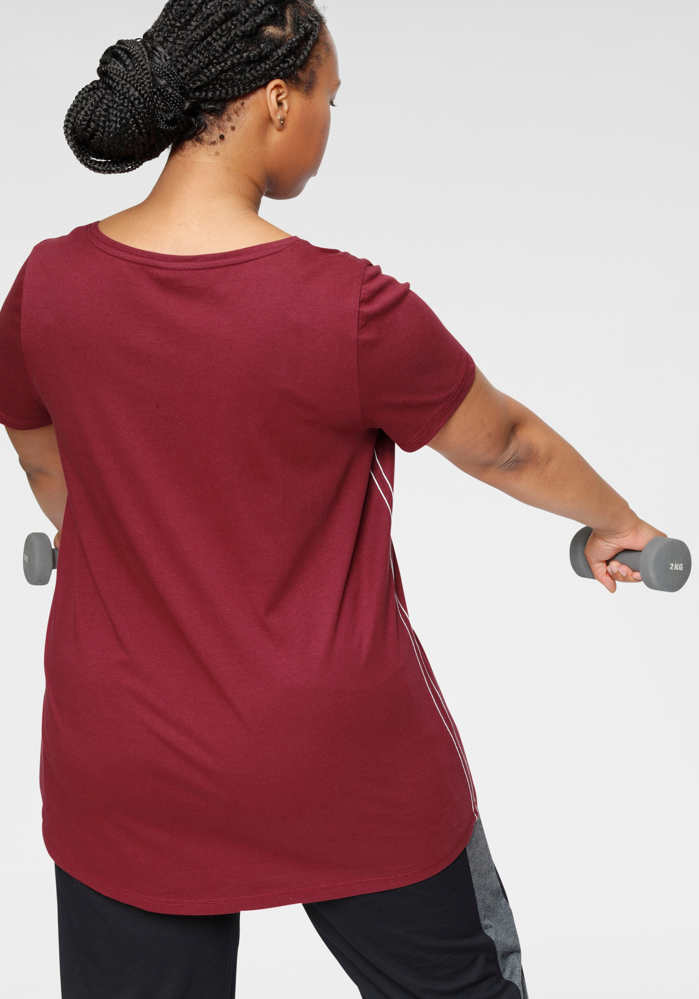 KangaROOS Longshirt, (Packung, 2 tlg., 2er-Pack), Kurzarm, figurumschmeichelnde Passform