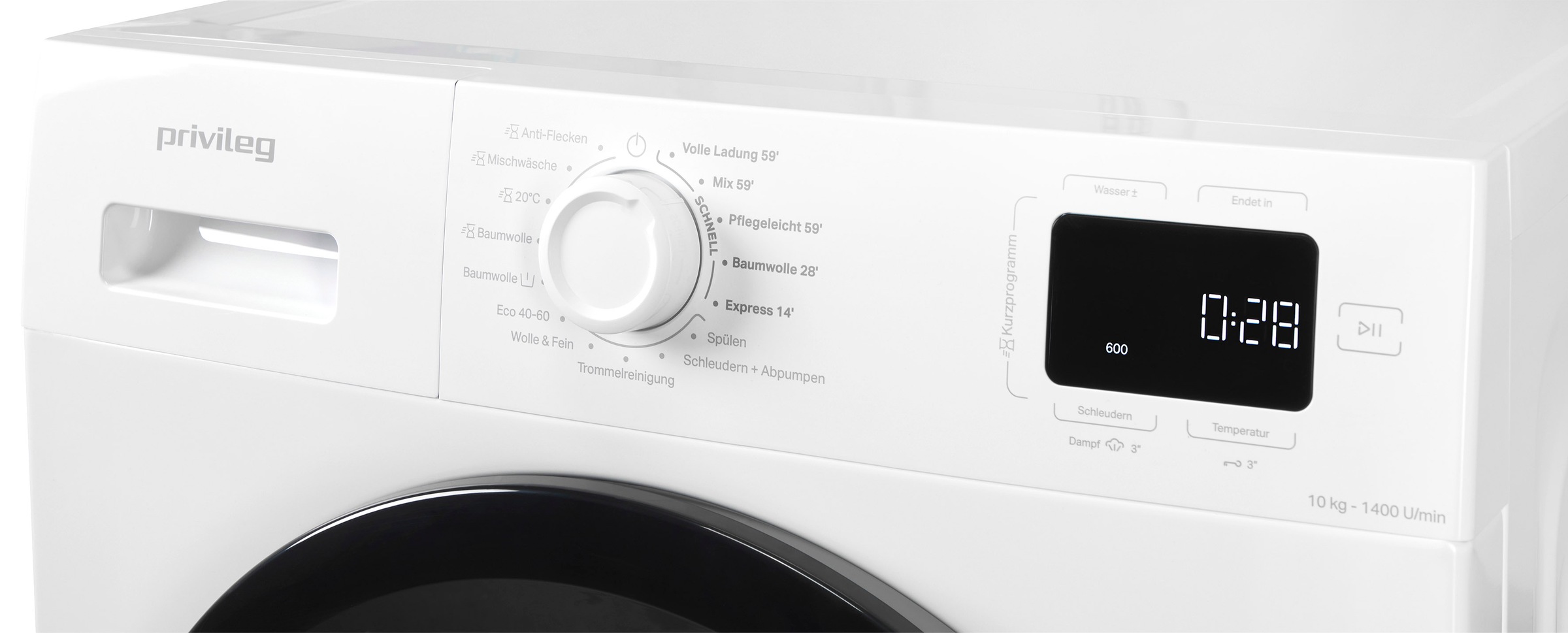 Privileg Waschmaschine MY TIME »PWF 1074A MY TIME DE«, 10 kg, 1400 U/min, Quick Cycles – 5 Programme in unter 1 Stunde