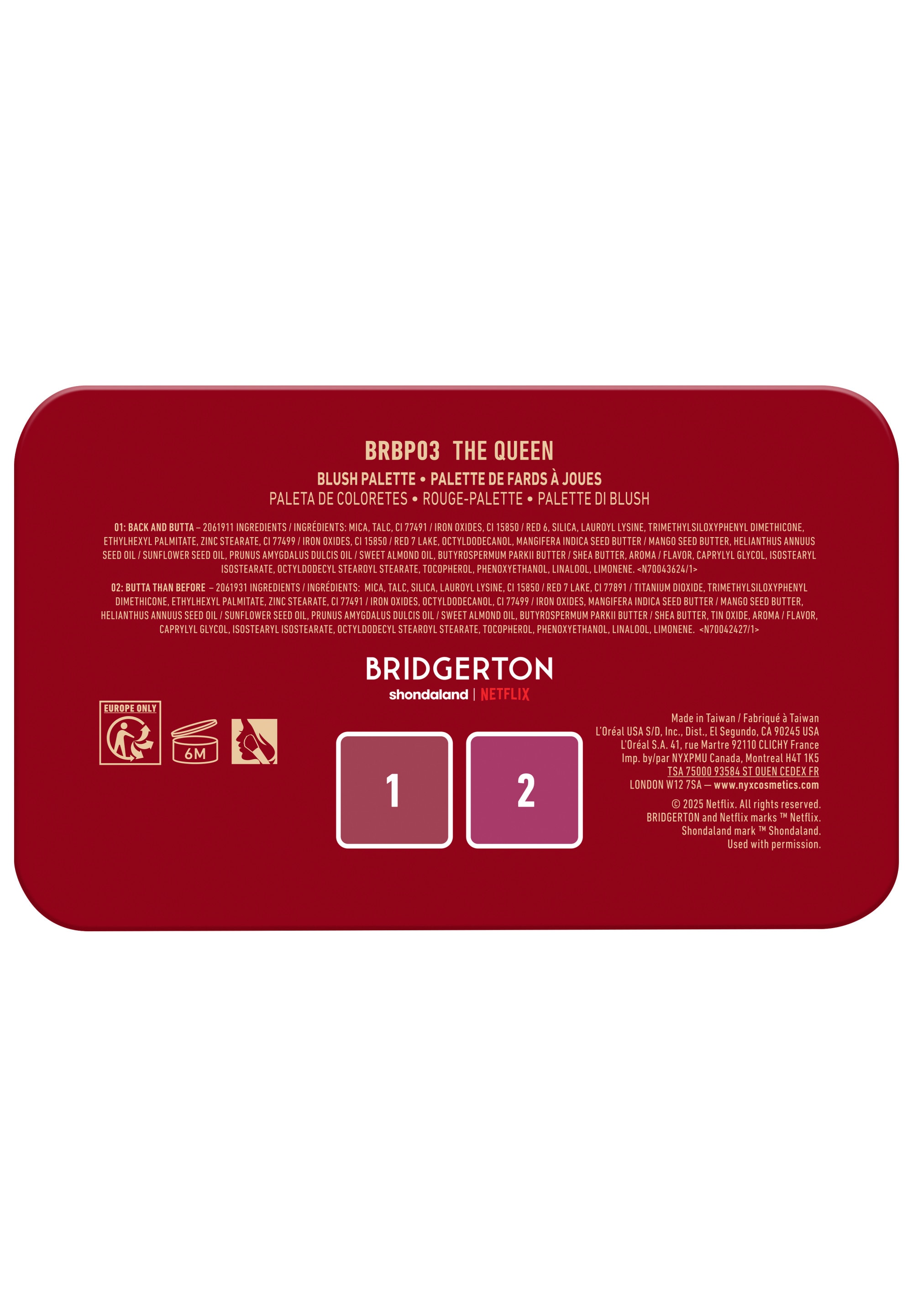 NYX Rouge »NYX Professional Makeup Bridgerton Royal Flush Blush Palette 03«