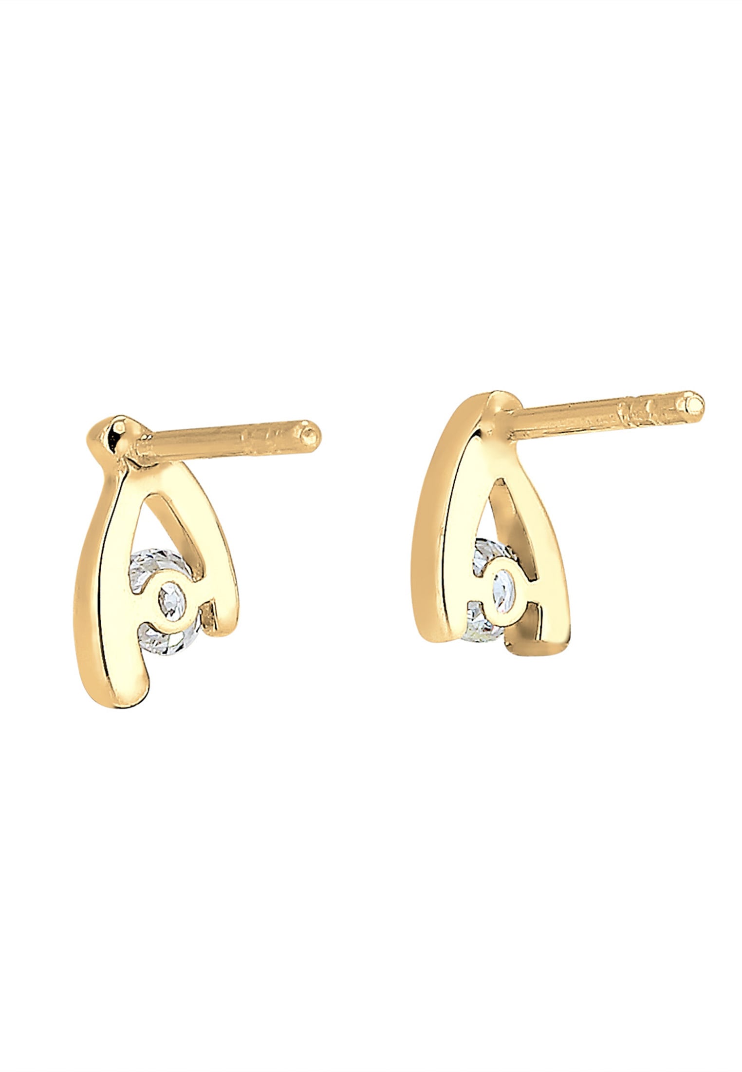 Elli Premium Paar Ohrstecker »Ohrringe Ohrstecker Zirkonia Weiß 585 Gelbgold«