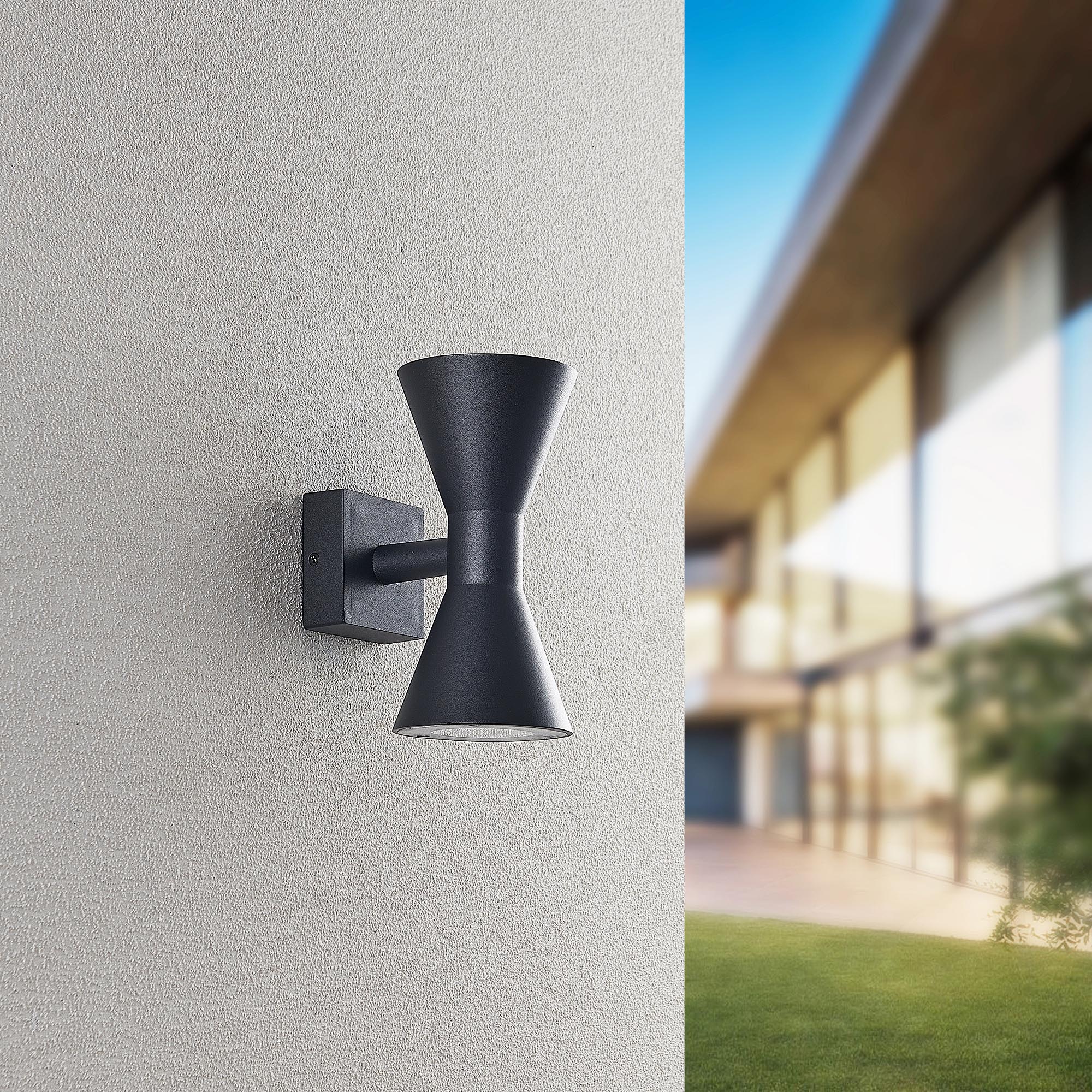 TRIO Leuchten Außen-Wandleuchte »ARDAS, up-and-down Licht Fassadenleuchte, exkl 2x GU10 max 10W, IP44« GU10 1 Stk. warmweiß - kaltweiß Outdoor Wandlampe in Sanduhr-Form, für Garten Terrasse Haustür Lampe