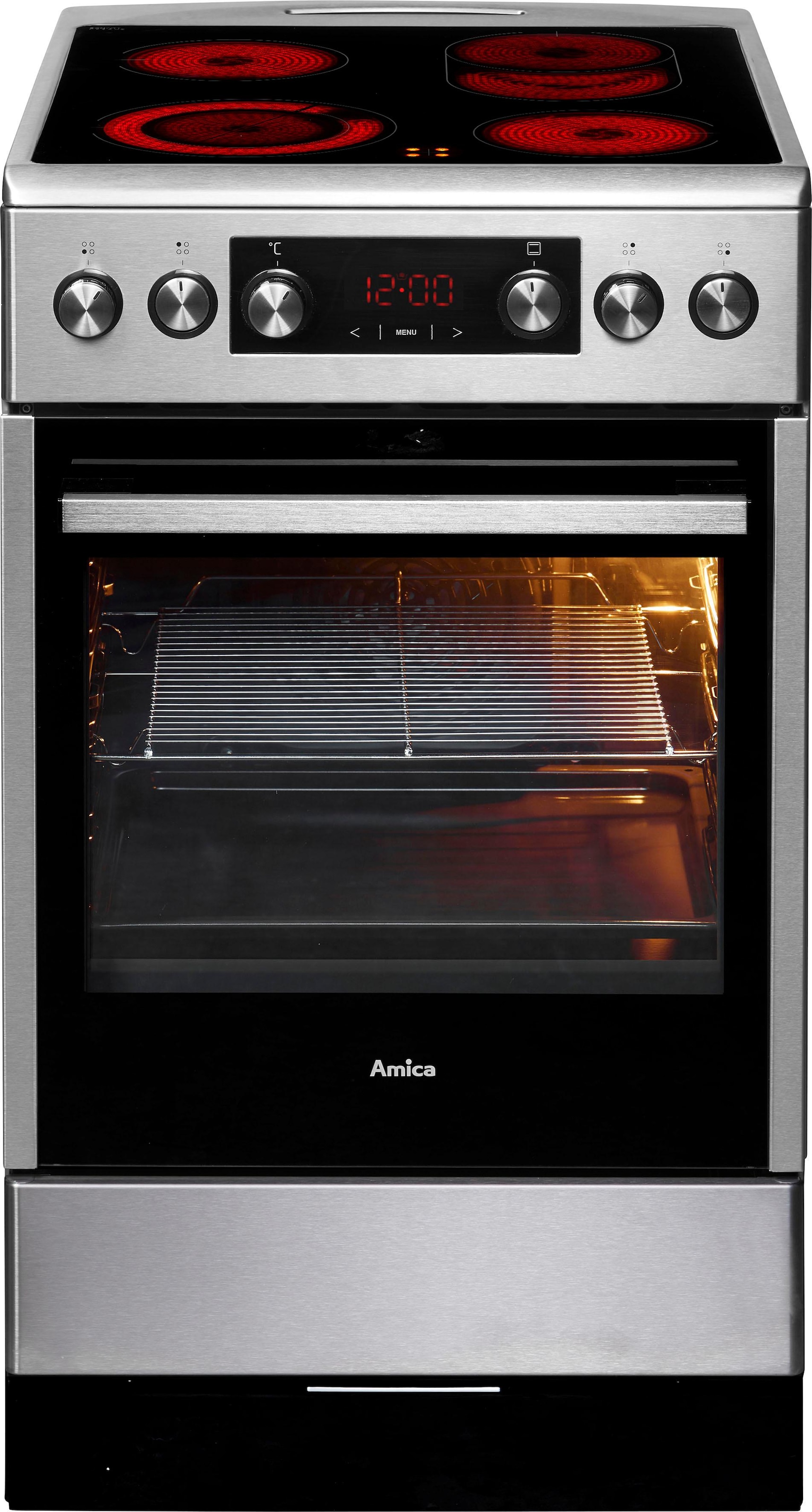 Amica Elektro-Standherd »SHC 904 100«, SHC 904 100 E, mit 2-fach-Teleskopauszug, Steam Clean, softClose