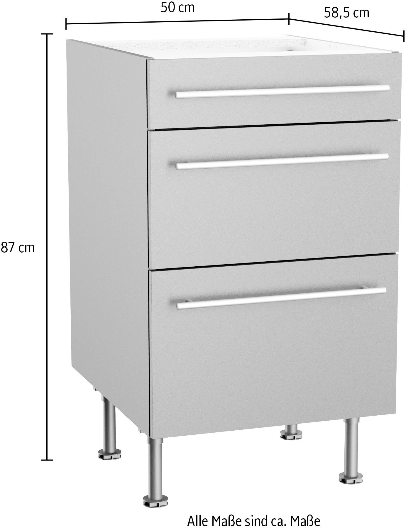 KOCHSTATION Unterschrank »KS-Bern2« Breite 50 cm, 1 Schubkasten, 2 Auszüge