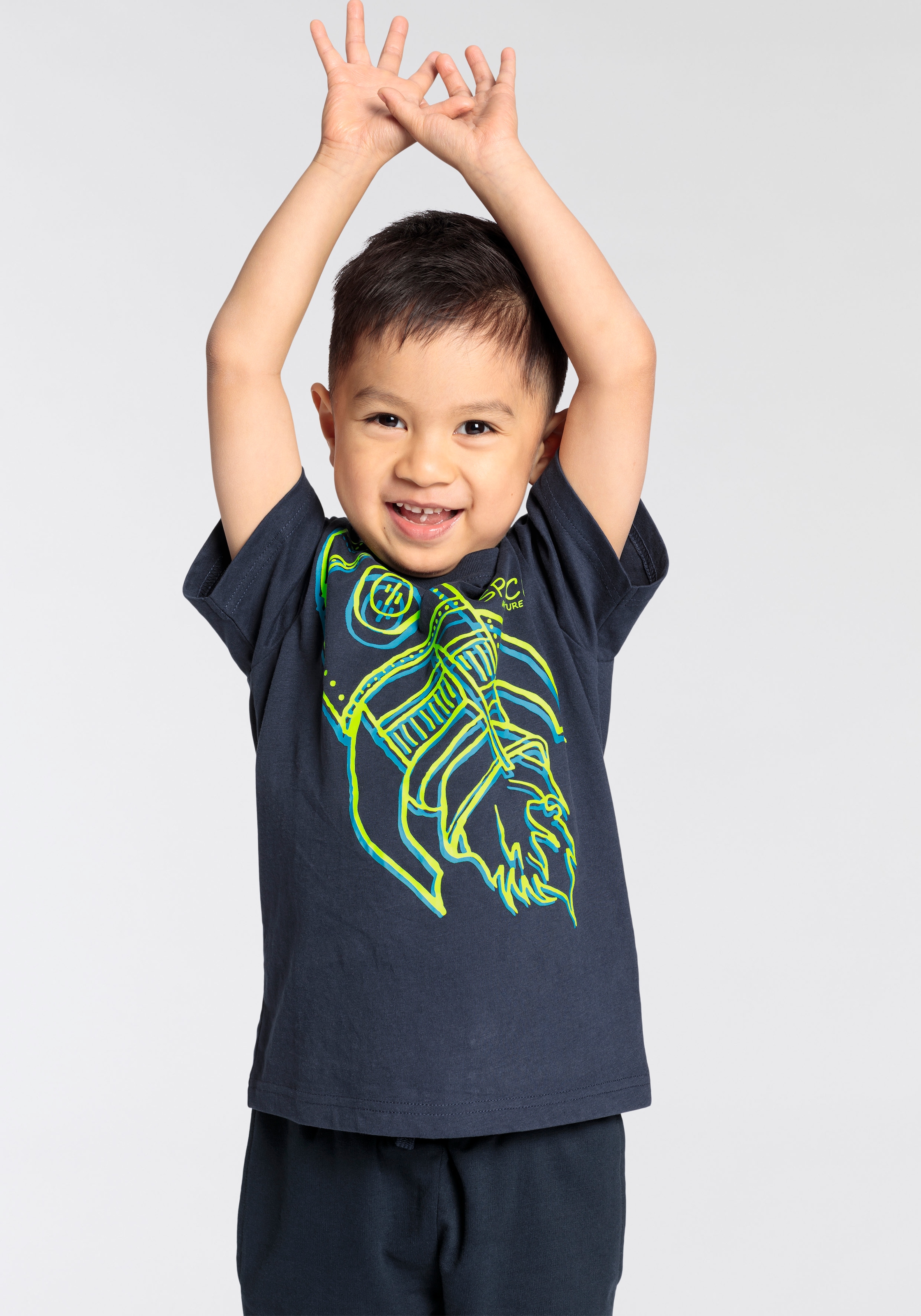 KIDSWORLD T-Shirt »RAKETE«, Kurzarm, Basic-Passform, mit trendigem Druck, Rundhalsausschnitt
