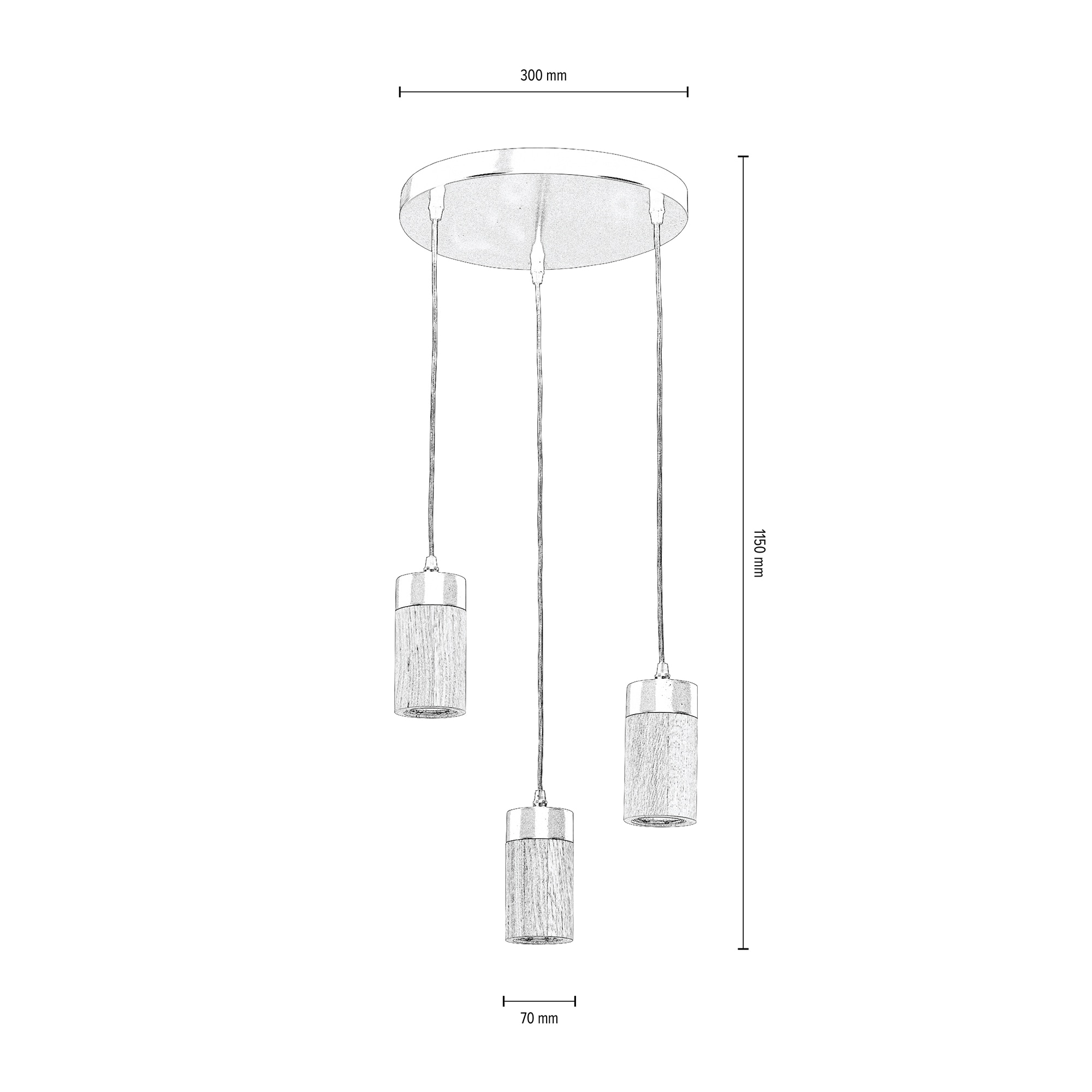BRITOP LIGHTING Pendelleuchte »ANNICK«, 3 flammig, Leuchtmittel GU10 | LED wechselbar, Hängeleuchte, Aus edlem Eichenholz und Metall, LED-Leuchtmittel inkl.
