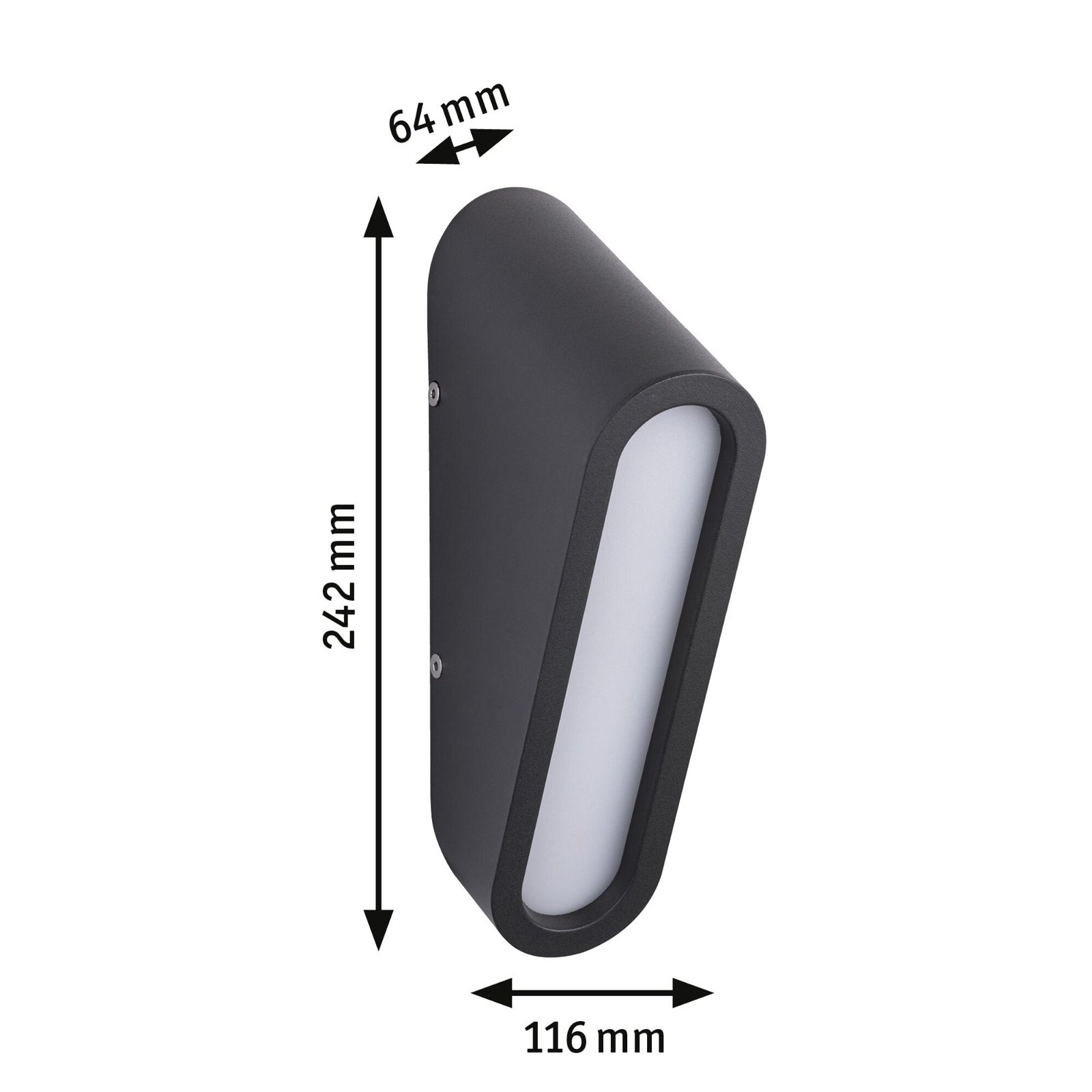 Paulmann LED Außen-Wandleuchte »Cliff IP44 64x116mm 3000K 9,5W 300lm 230V Anthrazit Aluminium«, 1 flammig, seewasserresistent