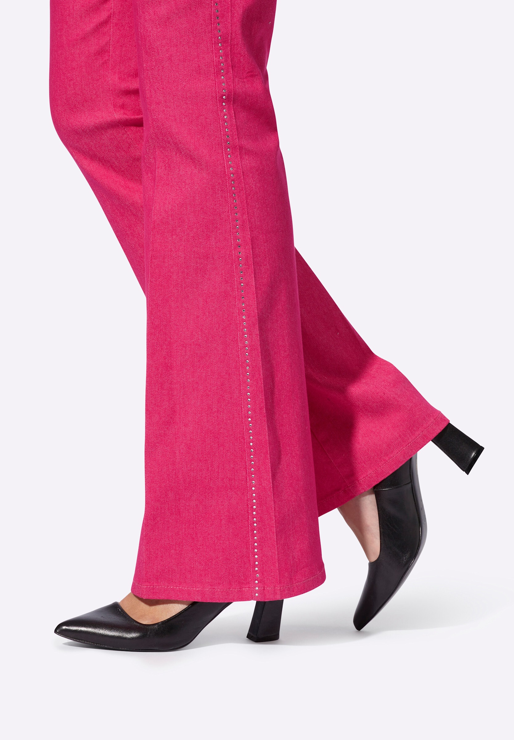 heine Bootcut-Jeans »Bauchweg-Jeans Bootcut-Jeans mit Glitzersteinchen-Applikation«