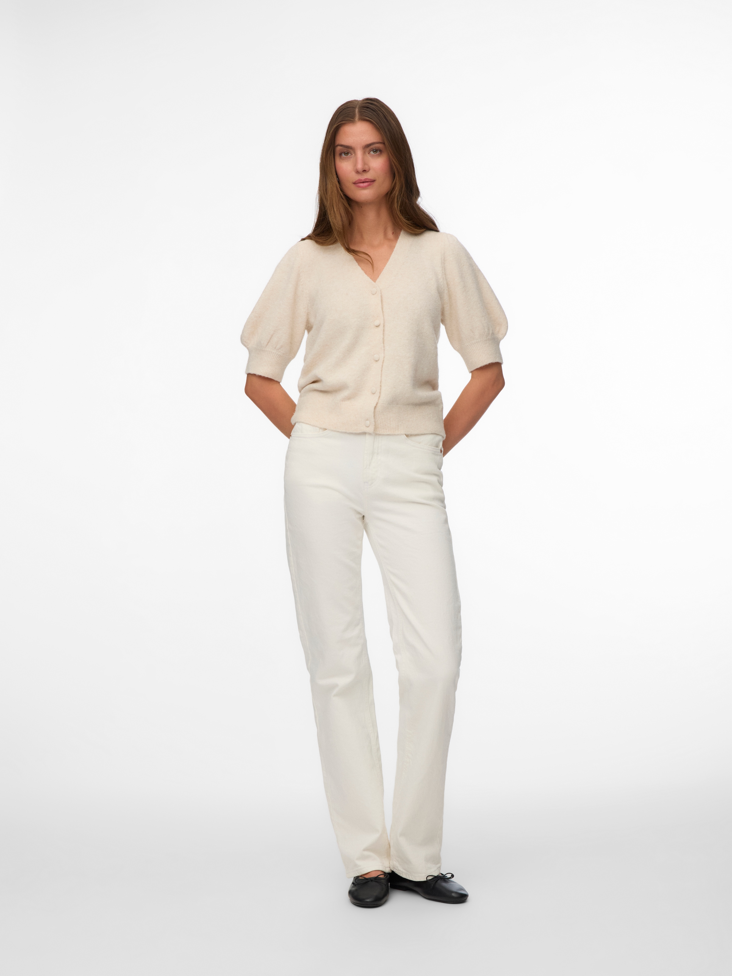 Vero Moda Strickjacke »VMDOFFY 2/4 V-NECK CARDIGAN NOOS« Materialmix