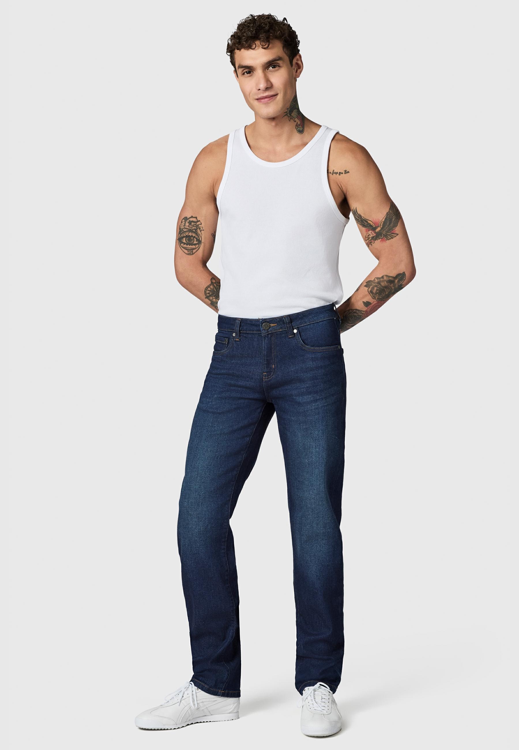 PEAK TIME Tapered-fit-Jeans »Tapered-fit-Jeans Cosmis« Herren Tapered Jeans mit Logoprägung