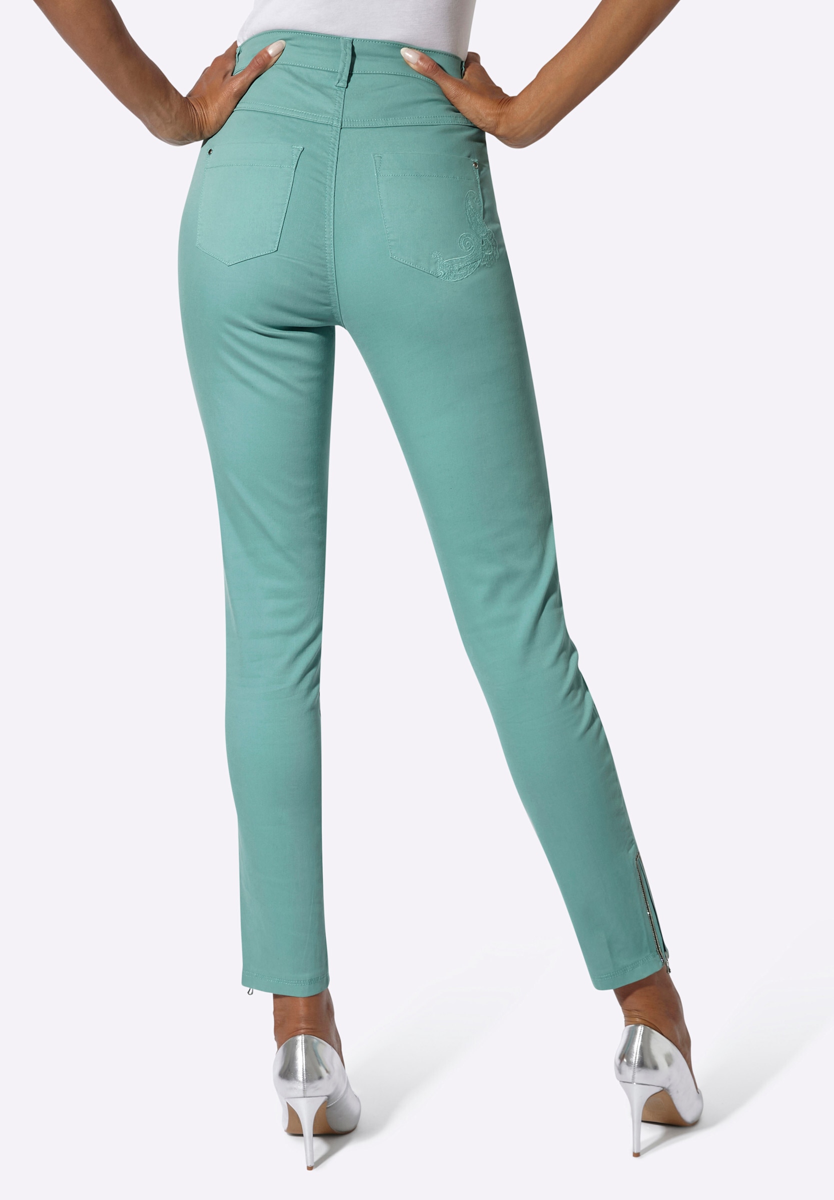 creation L Bequeme Jeans »Baumwoll-Lyocell-Jeans Jeans mit Reißverschluss am Bein«