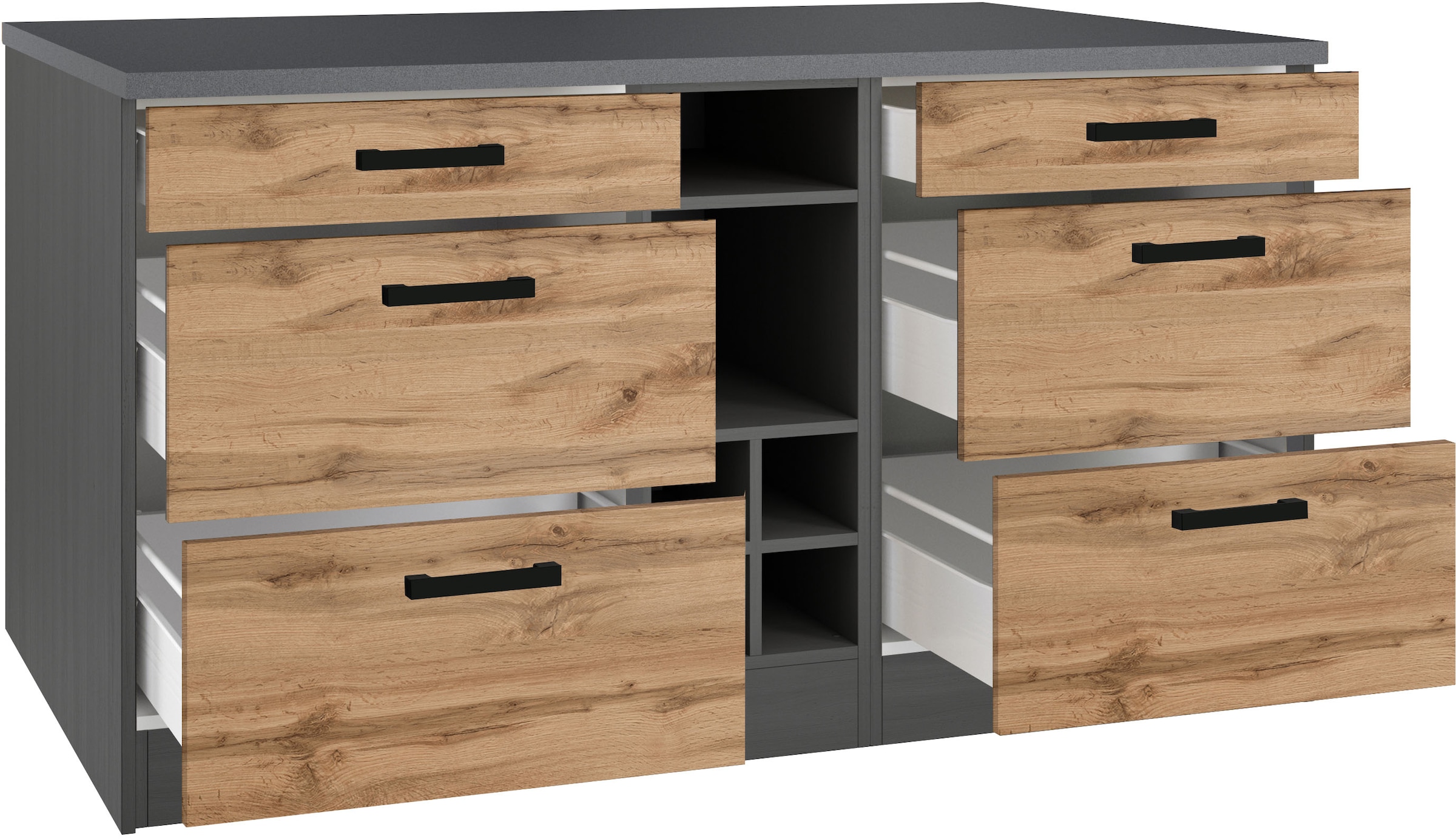 KOCHSTATION Kücheninsel »KS-Toronto«, Breite 153 cm, MDF-Fronten, Flaschenregal