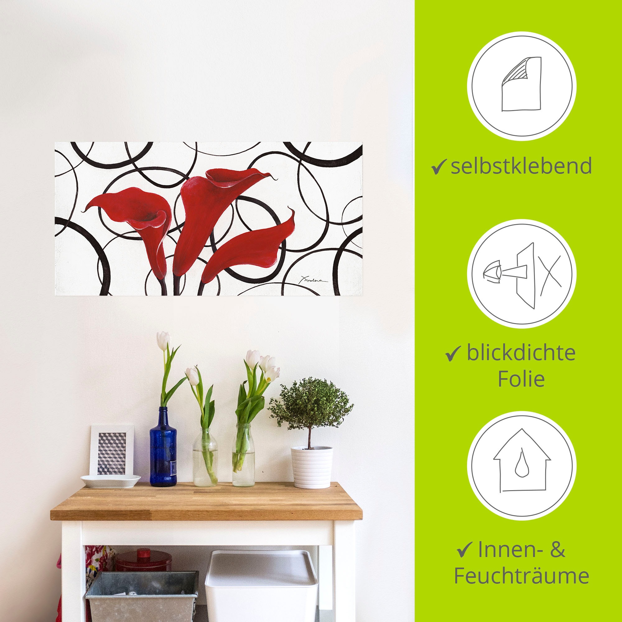 Artland Wandbild »Callas«, Blumen, (1 St.), als Leinwandbild, Wandaufkleber in verschied. Größen