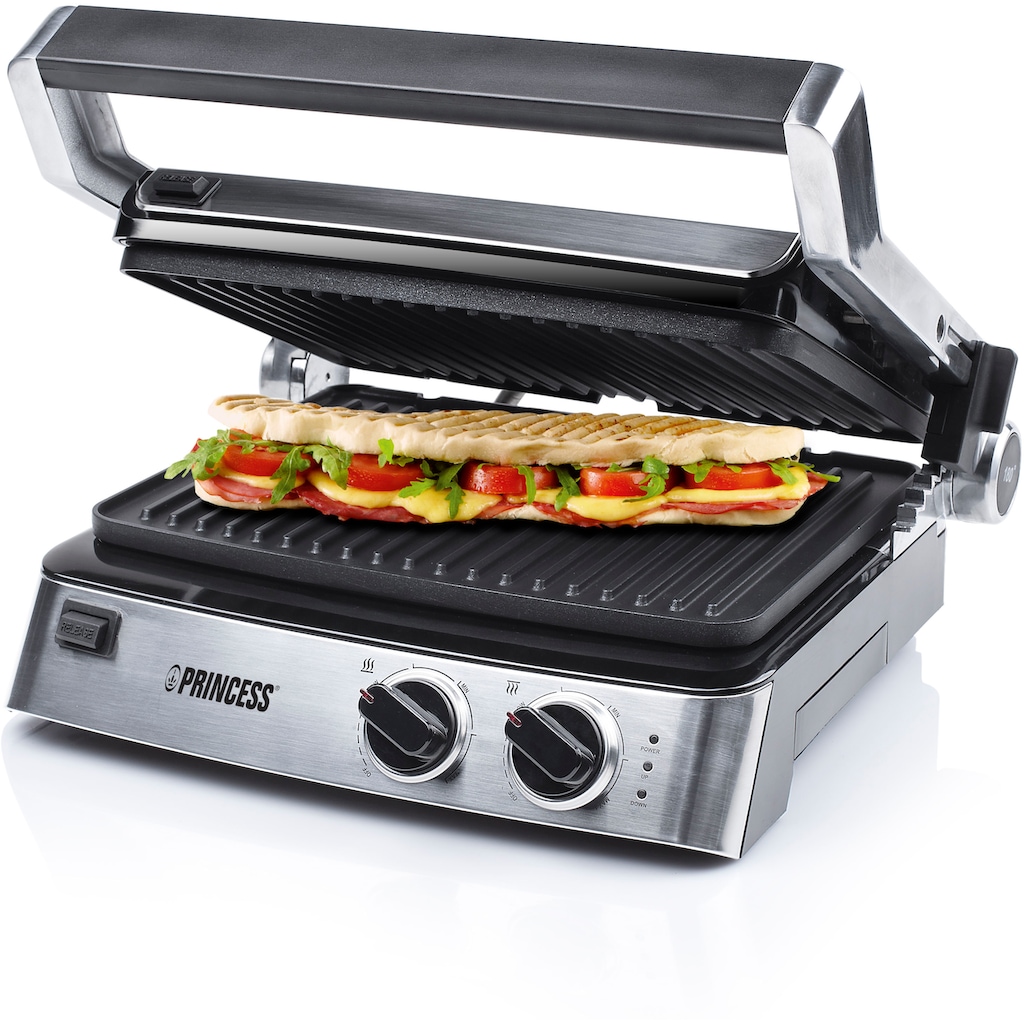 PRINCESS Kontaktgrill »117300«, 2000 W, Sandwichmaker – 180° aufklappbar mit zwei einstellbaren Thermostaten