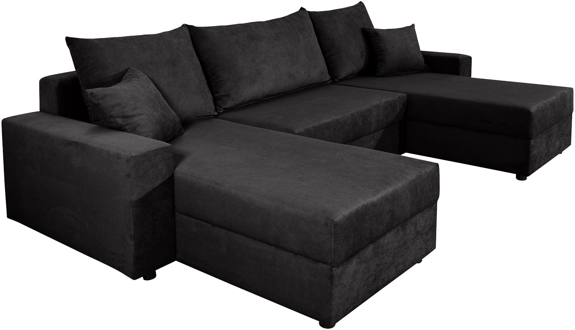 COLLECTION AB Wohnlandschaft »Pico U-Form, Breite 252, mit Schlaffunktion, Bettkasten & Zierkissen«, Wohnlandschaft,2 X Ottomane,Polyätherschaum Polsterung