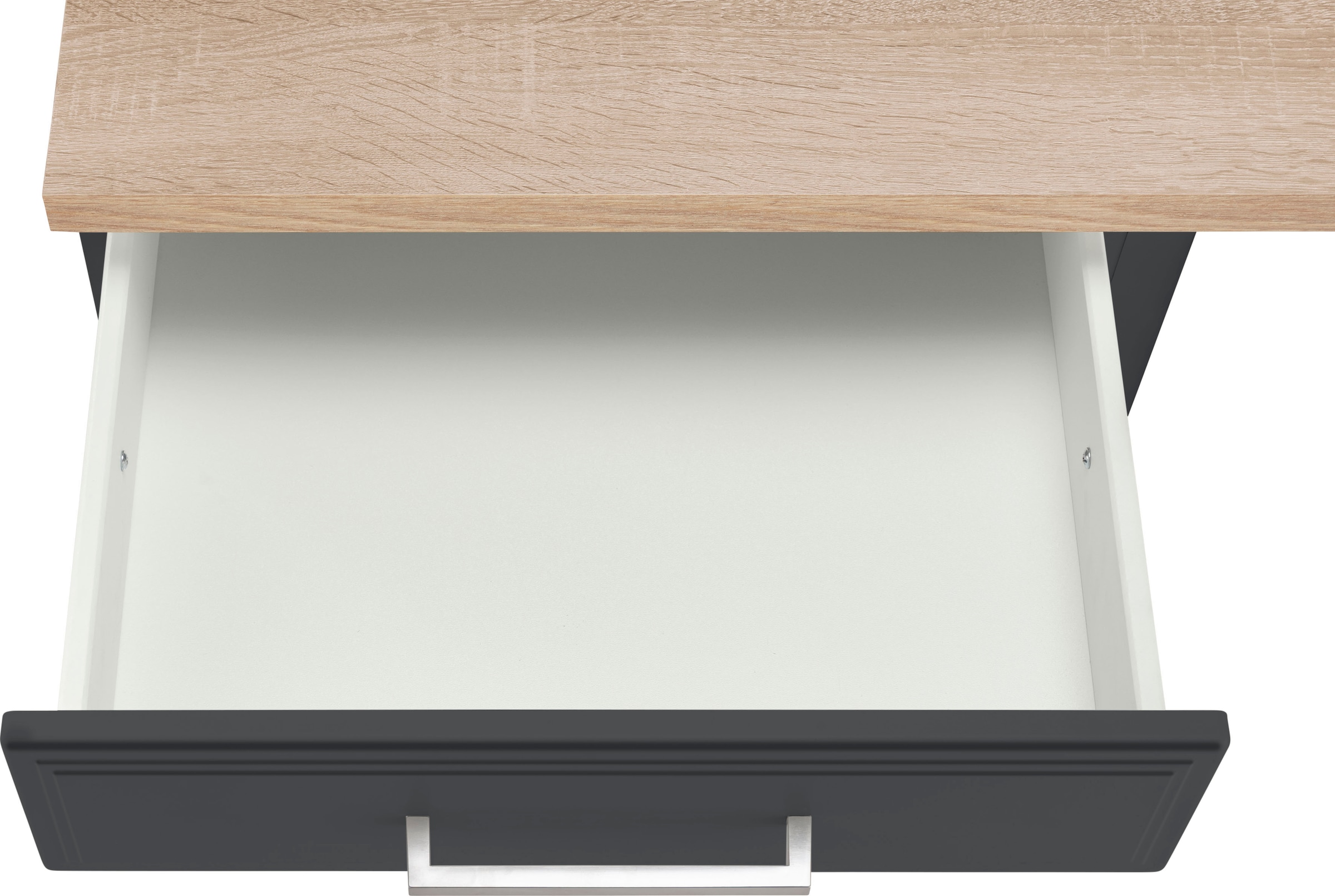 KOCHSTATION Küchenzeile »KS-Stockholm – Küche mit hochwertiger und detailreicher Landhausfront« Breite 210 cm, wahlweise mit E-Geräten,mit MDF-Fronten