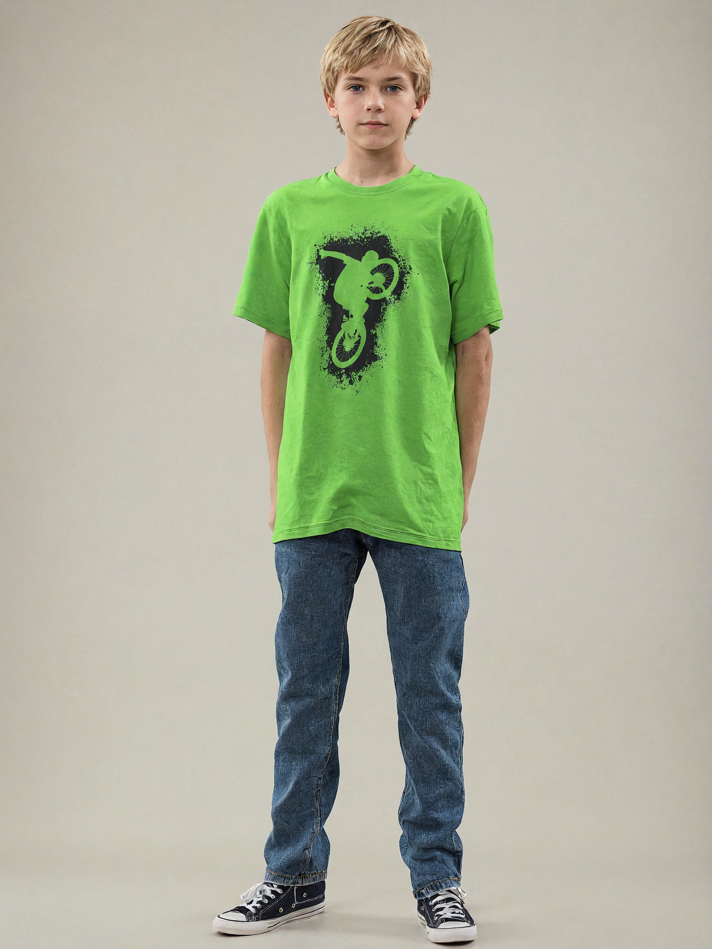 KIDSWORLD T-Shirt »für Jungen«, Kurzarm, Basic-Passform, mit stylischem Druck, Rundhalsausschnitt